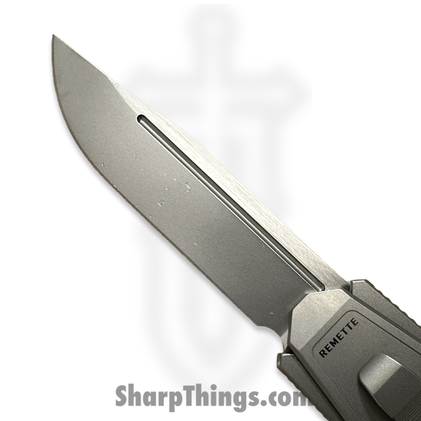 Remette - ZL101A4 - RT Swordfish - OTF Gravity Knife - Clip Point M390 Satin/Blasted - Sleek Jigged Titanium w Carbon Fiber Inlay - Gray - Image 10