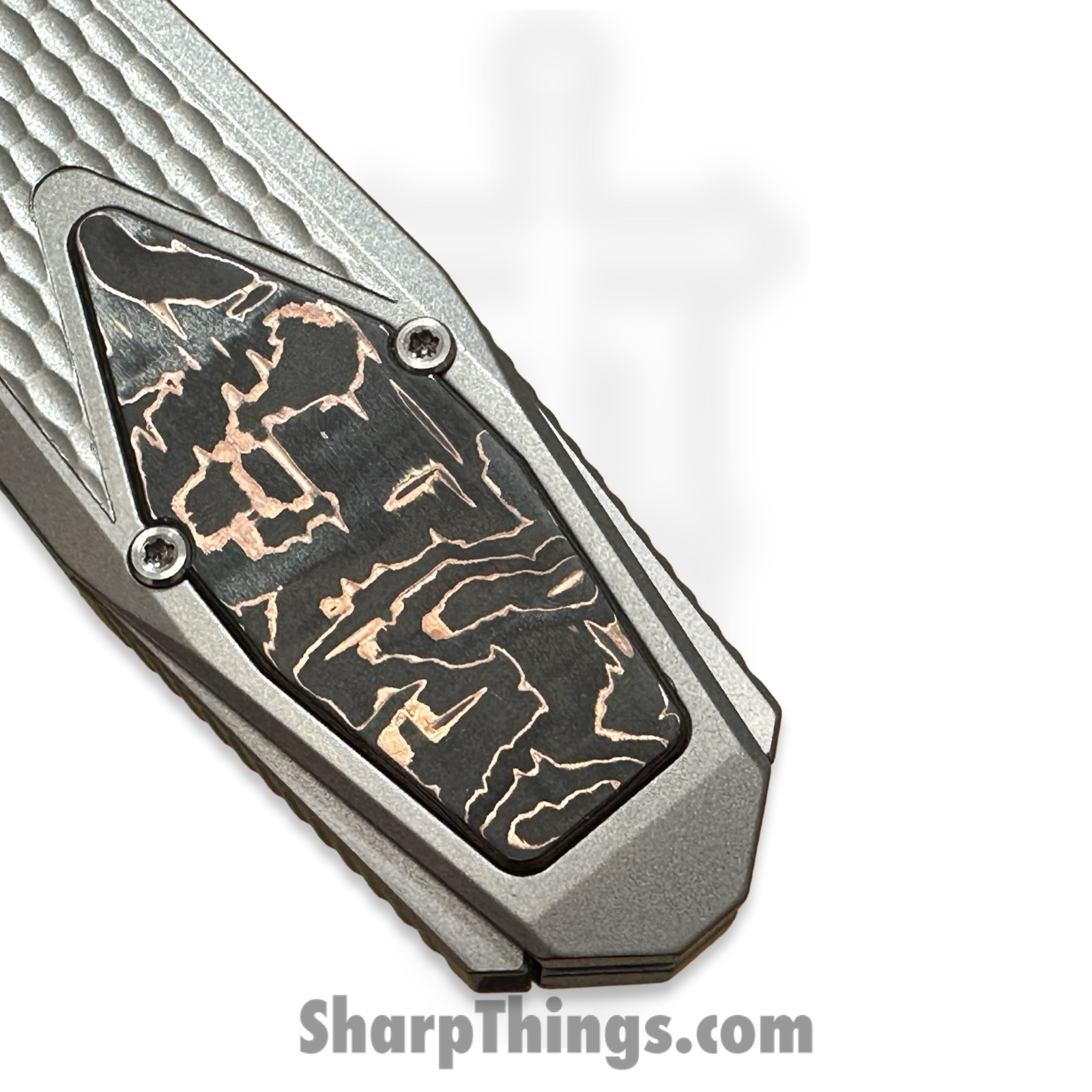 Remette - ZL101A4 - RT Swordfish - OTF Gravity Knife - Clip Point M390 Satin/Blasted - Sleek Jigged Titanium w Carbon Fiber Inlay - Gray - Image 7