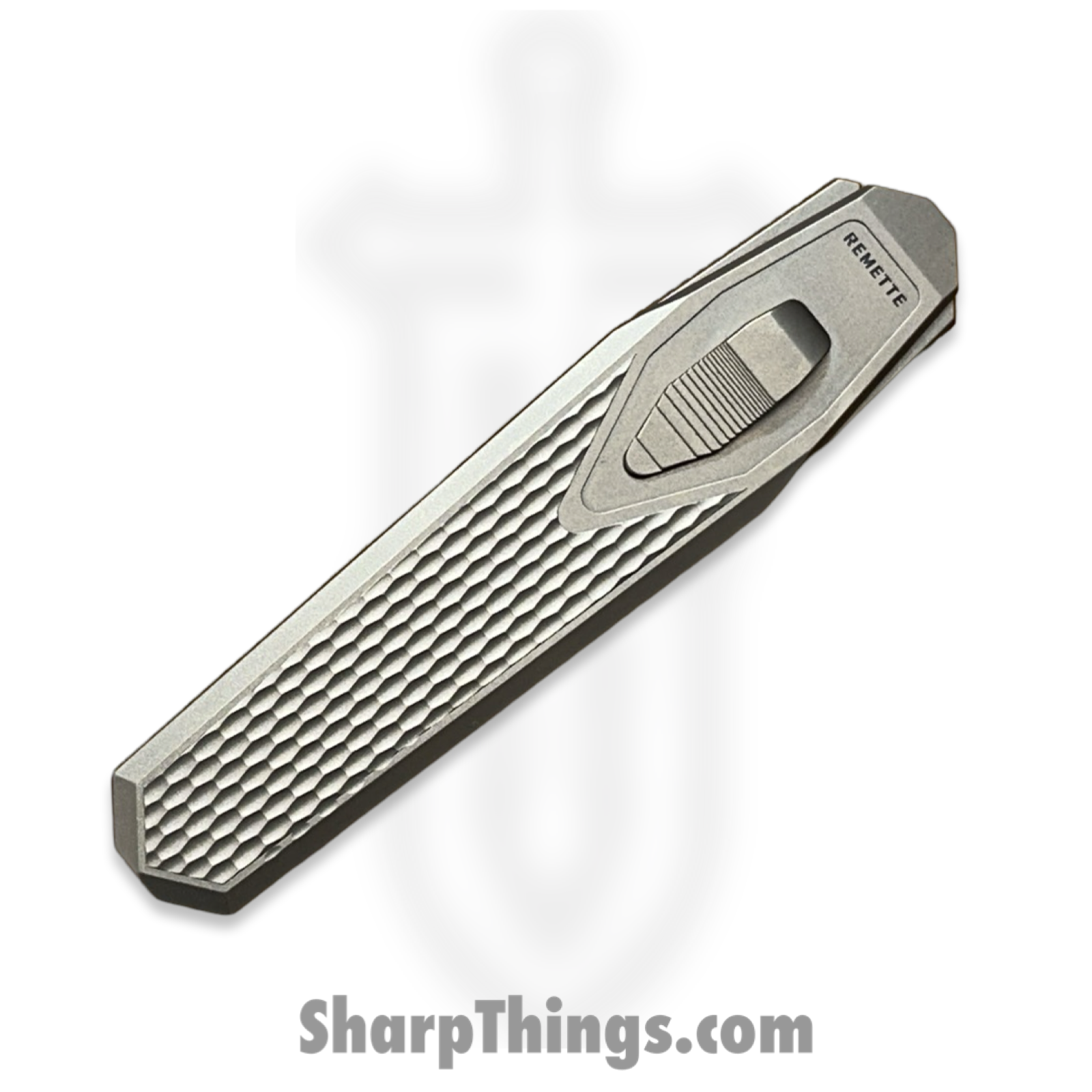 Remette - ZL101A4 - RT Swordfish - OTF Gravity Knife - Clip Point M390 Satin/Blasted - Sleek Jigged Titanium w Carbon Fiber Inlay - Gray - Image 5