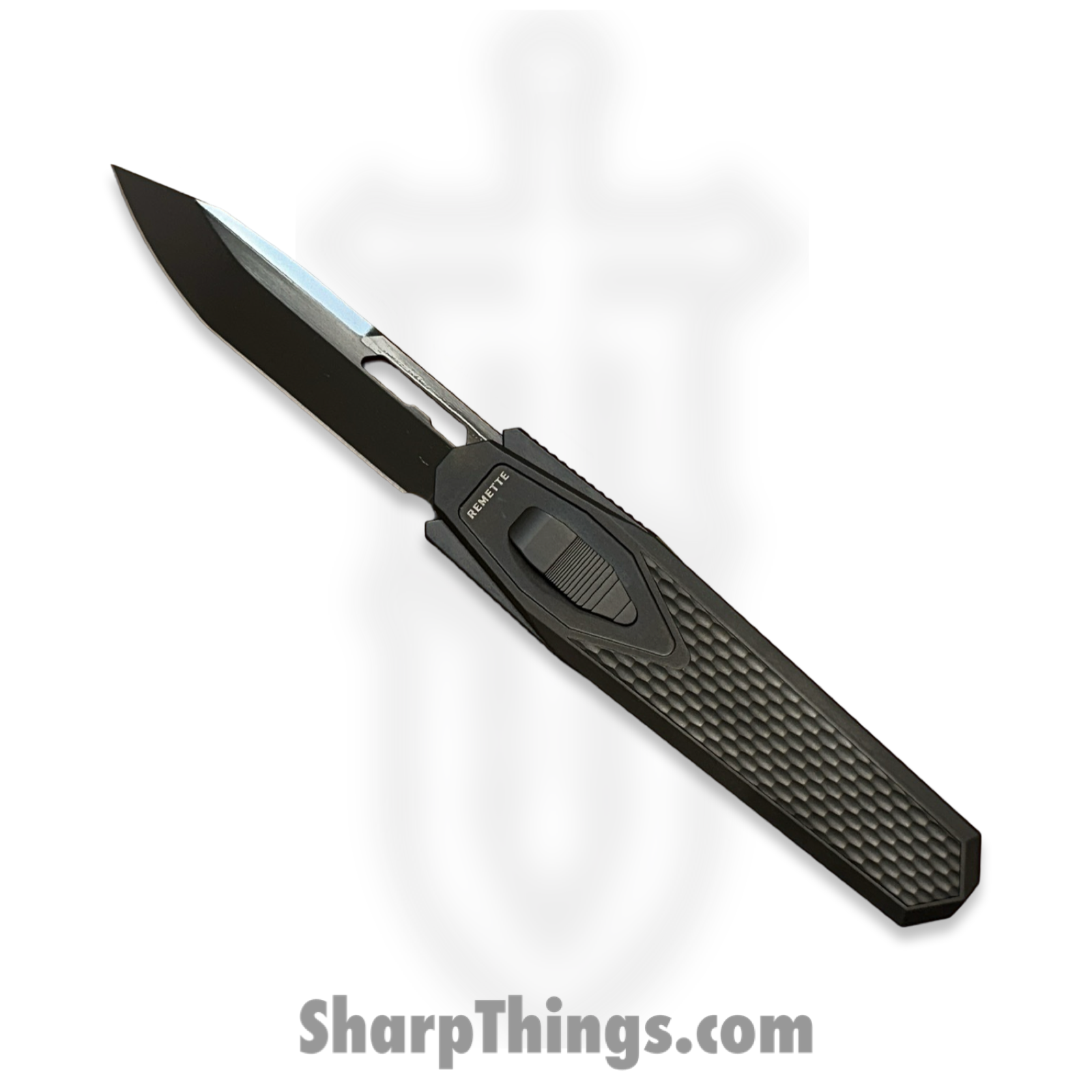 Remette - ZL101A6 - RT Swordfish - OTF Gravity Knife - Black Pearl DLC M390 Tanto - Sleek Style - Jigged Titanium w Carbon Fiber Inlay - Black