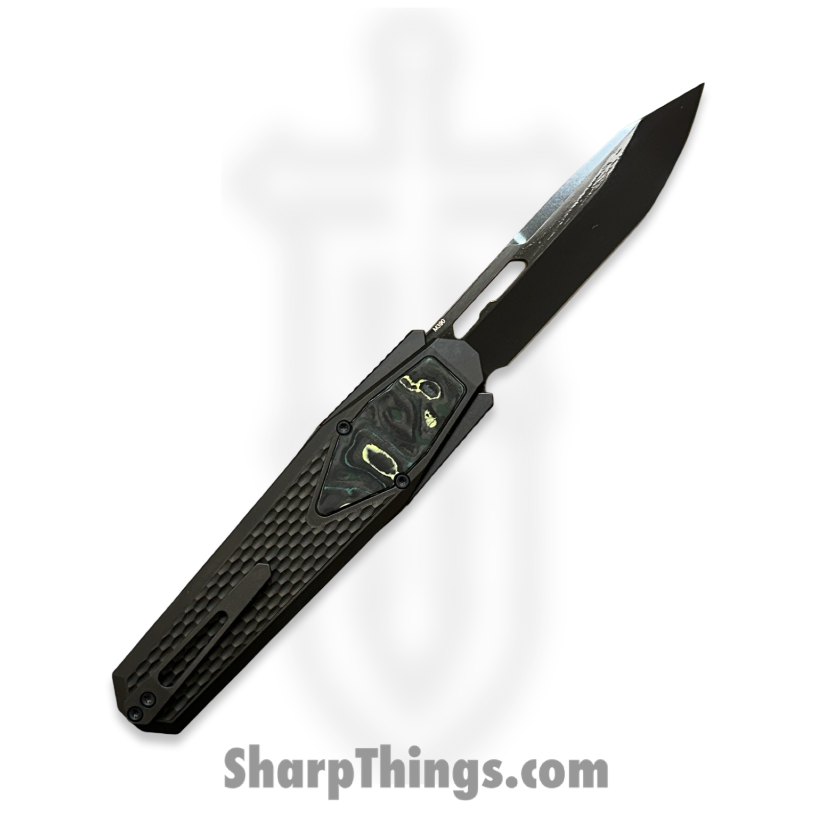 Remette - ZL101A6 - RT Swordfish - OTF Gravity Knife - Black Pearl DLC M390 Tanto - Sleek Style - Jigged Titanium w Carbon Fiber Inlay - Black - Image 2