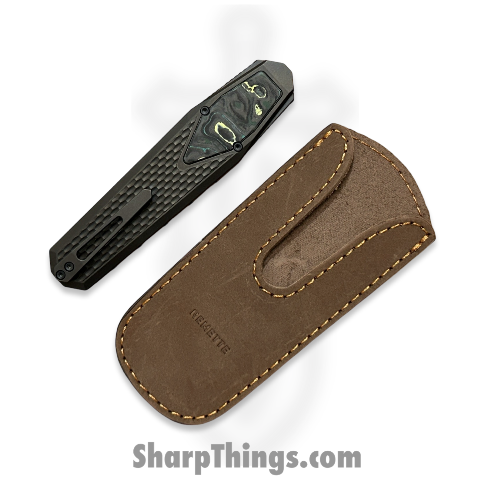 Remette - ZL101A6 - RT Swordfish - OTF Gravity Knife - Black Pearl DLC M390 Tanto - Sleek Style - Jigged Titanium w Carbon Fiber Inlay - Black - Image 4