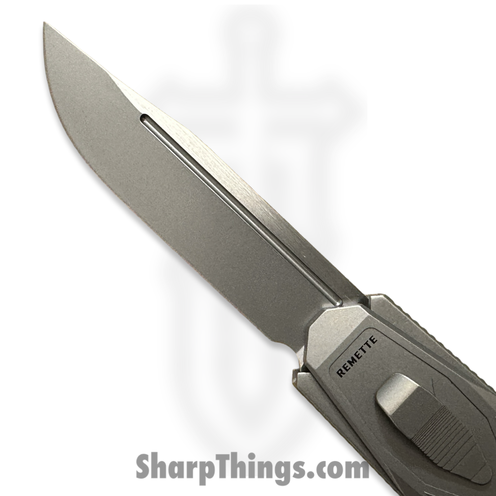 Remette - ZL101A2 - RT Swordfish - OTF Gravity Knife - Clip Point M390 Satin/Blasted - Sleek Jigged Titanium w Carbon Fiber Inlay - Gray - Image 9