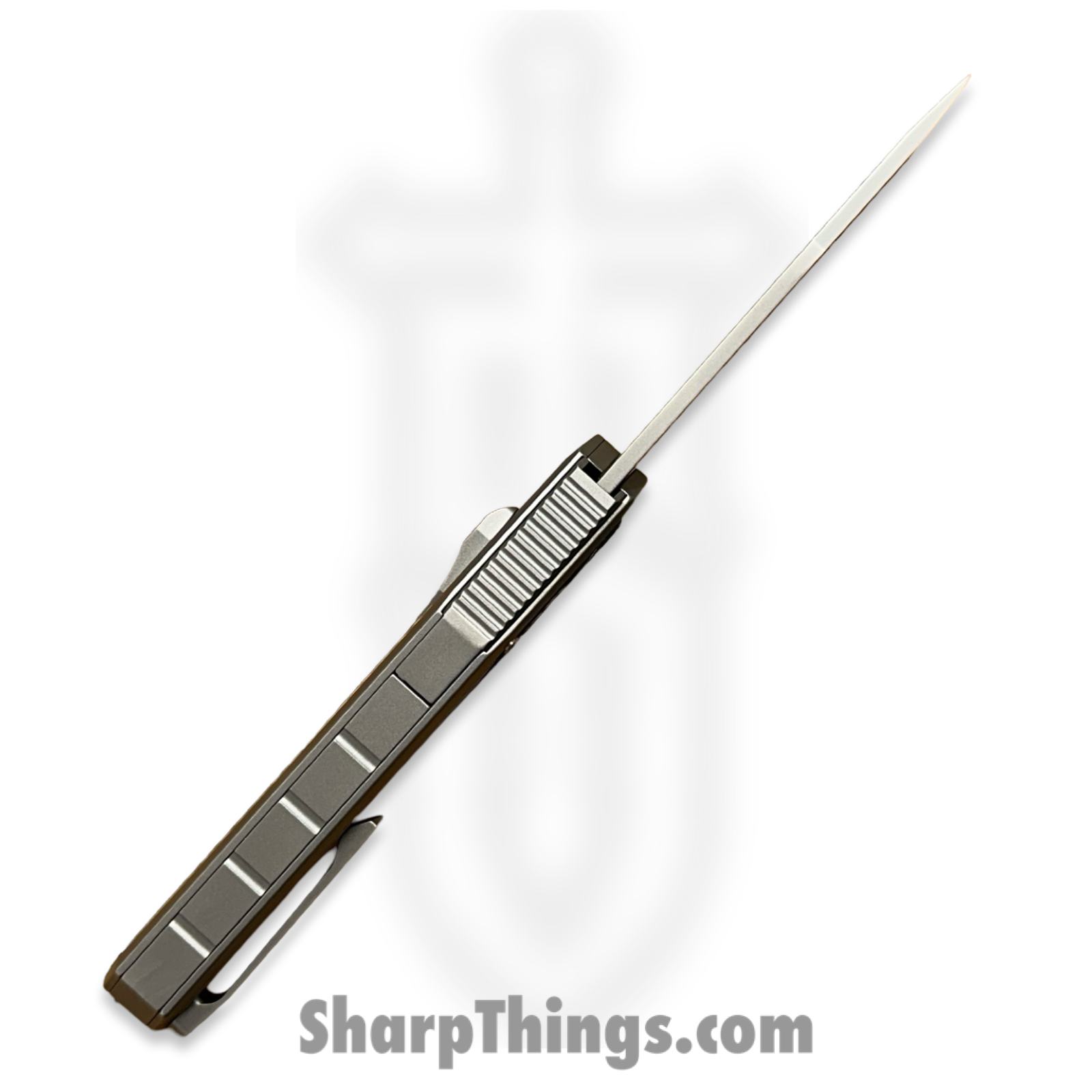 Remette - ZL101A2 - RT Swordfish - OTF Gravity Knife - Clip Point M390 Satin/Blasted - Sleek Jigged Titanium w Carbon Fiber Inlay - Gray - Image 7