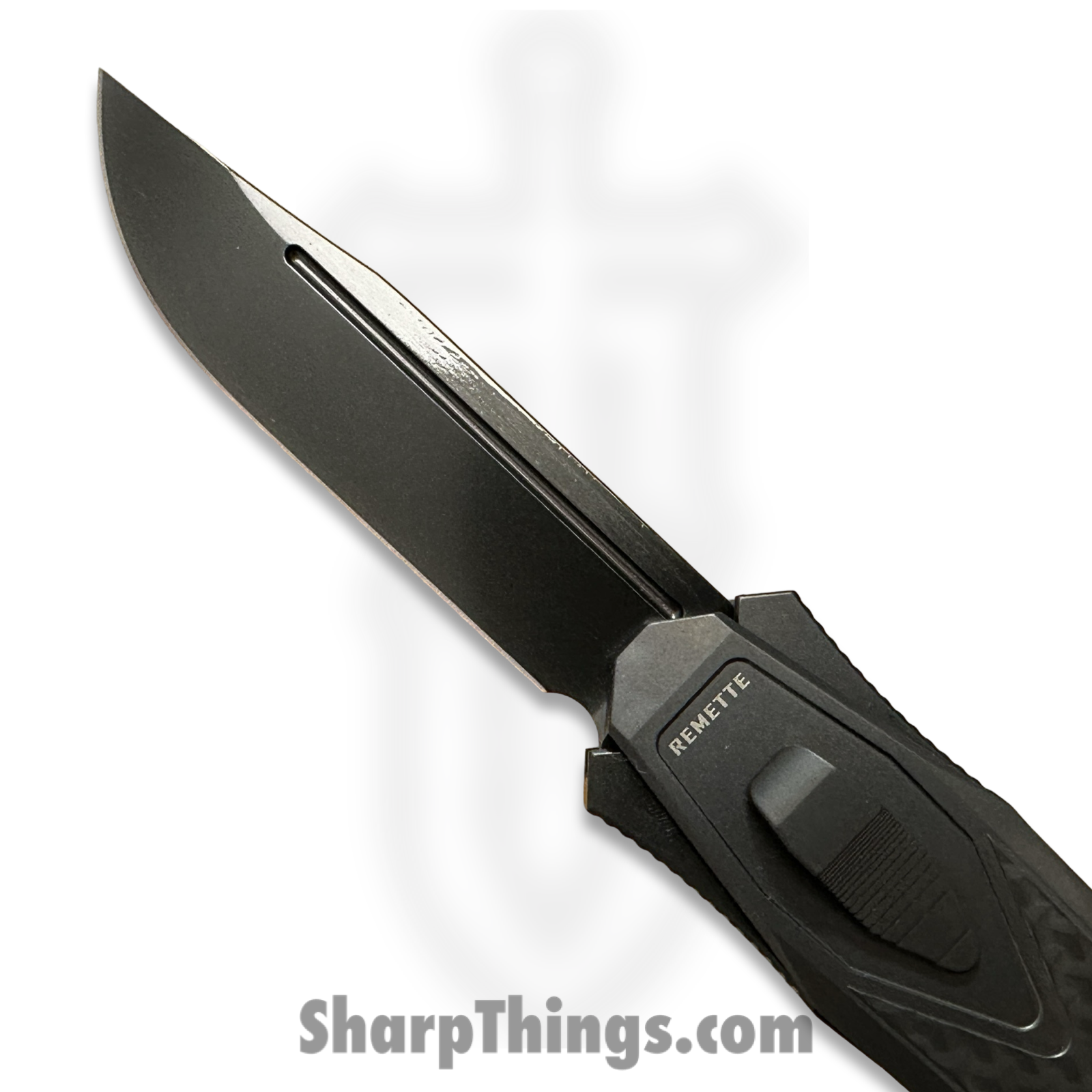 Remette - ZL101B5 - RT Swordfish - OTF Gravity Knife - Black Pearl DLC M390 Clip Point - Flair Style - Pattern Ti w CF Inlay - Black - Image 12
