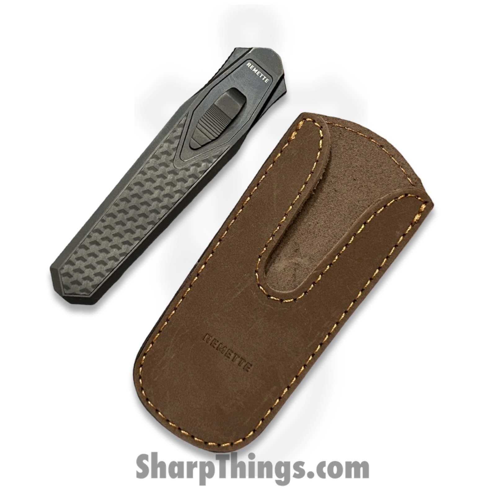Remette - ZL101B5 - RT Swordfish - OTF Gravity Knife - Black Pearl DLC M390 Clip Point - Flair Style - Pattern Ti w CF Inlay - Black - Image 4