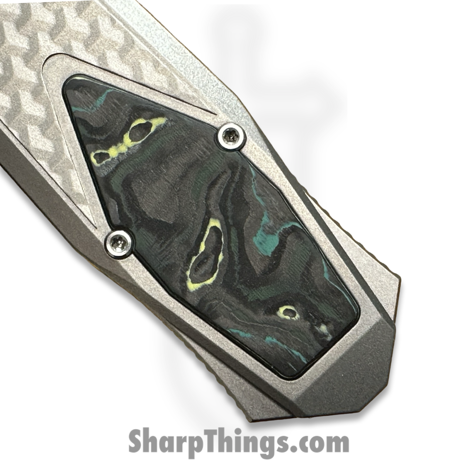 Remette - ZL101B2 - RT Swordfish - OTF Gravity Knife - M390 Satin/Blasted Tanto - Flair Style - Pattern Titanium w Carbon Fiber Inlay - Gray - Image 11