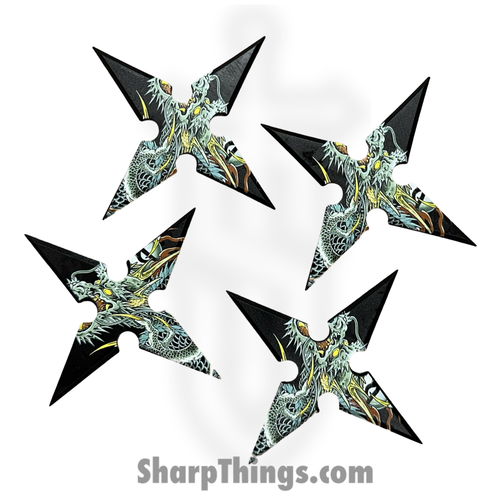 VOC - PP-125-4DR - 4in 4 Point Dragon Throwing Star - Fixed Blade Knife - Surgical Steel - Black Multi - Image 5
