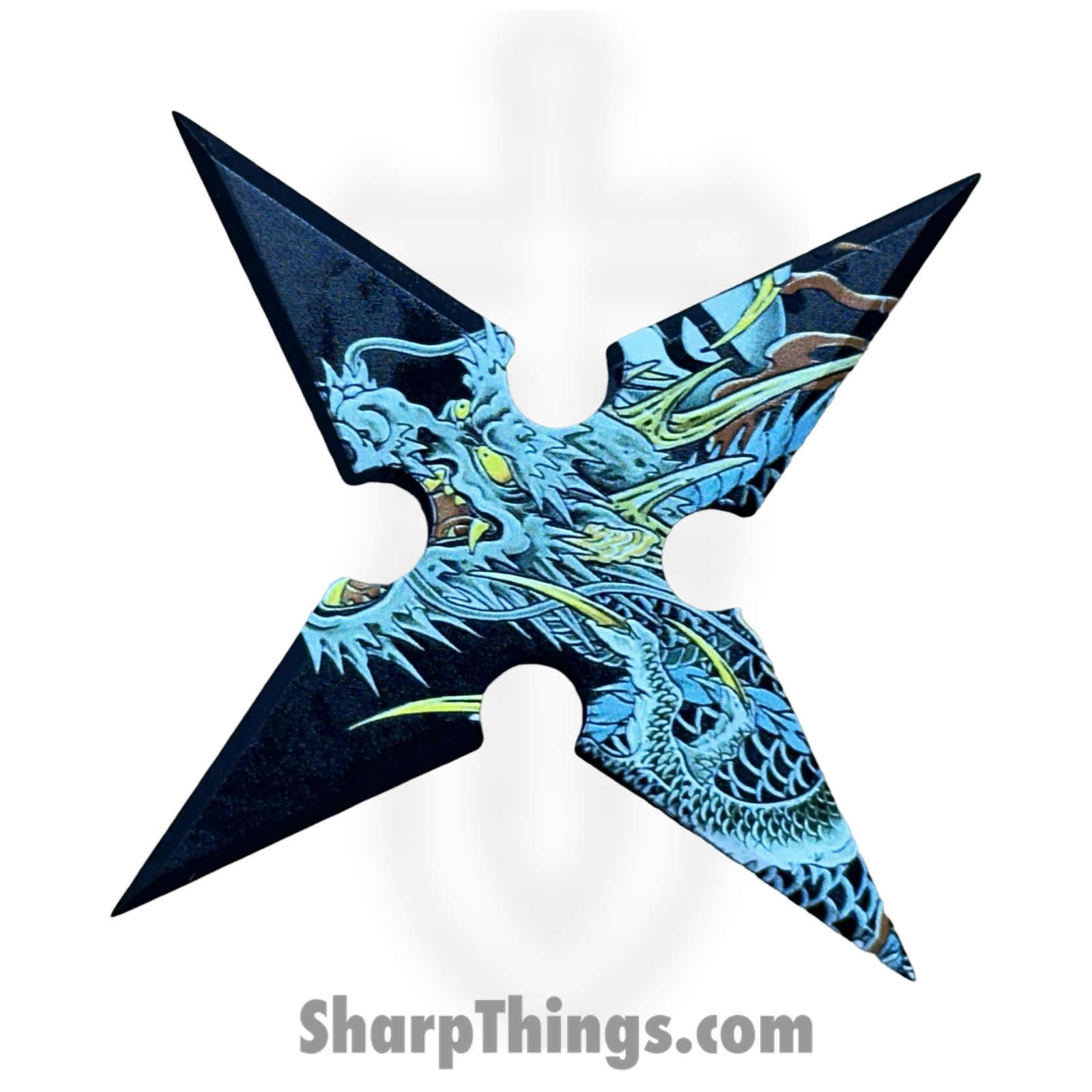 VOC - PP-125-4DR - 4in 4 Point Dragon Throwing Star - Fixed Blade Knife - Surgical Steel - Black Multi - Image 4