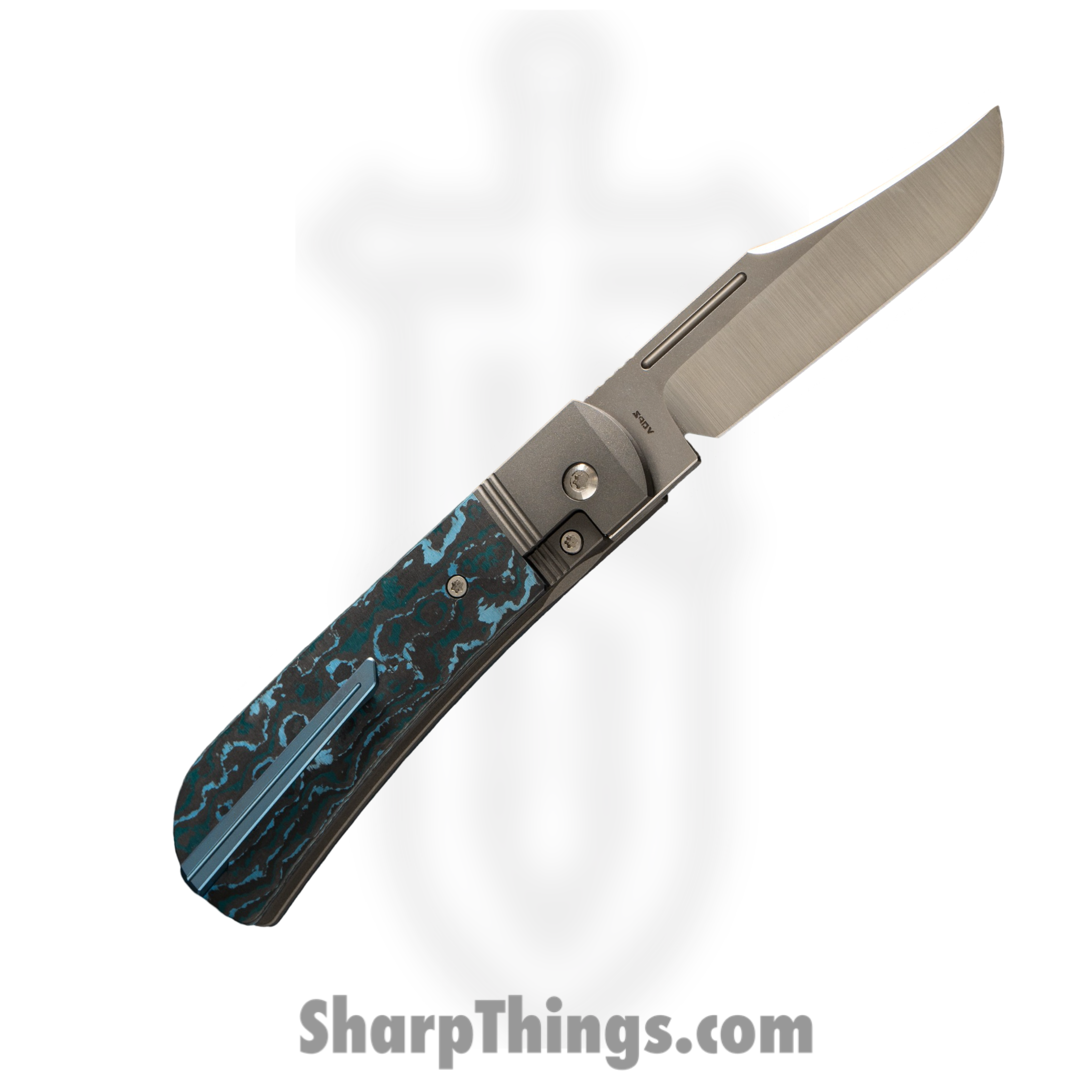 Jack Wolf Knives - THEBE-01-FC-ARCTIC - The Benny - Folding Knife - S90V Satin Clip Point - FAT Carbon Fiber - Artic Storm - Image 2