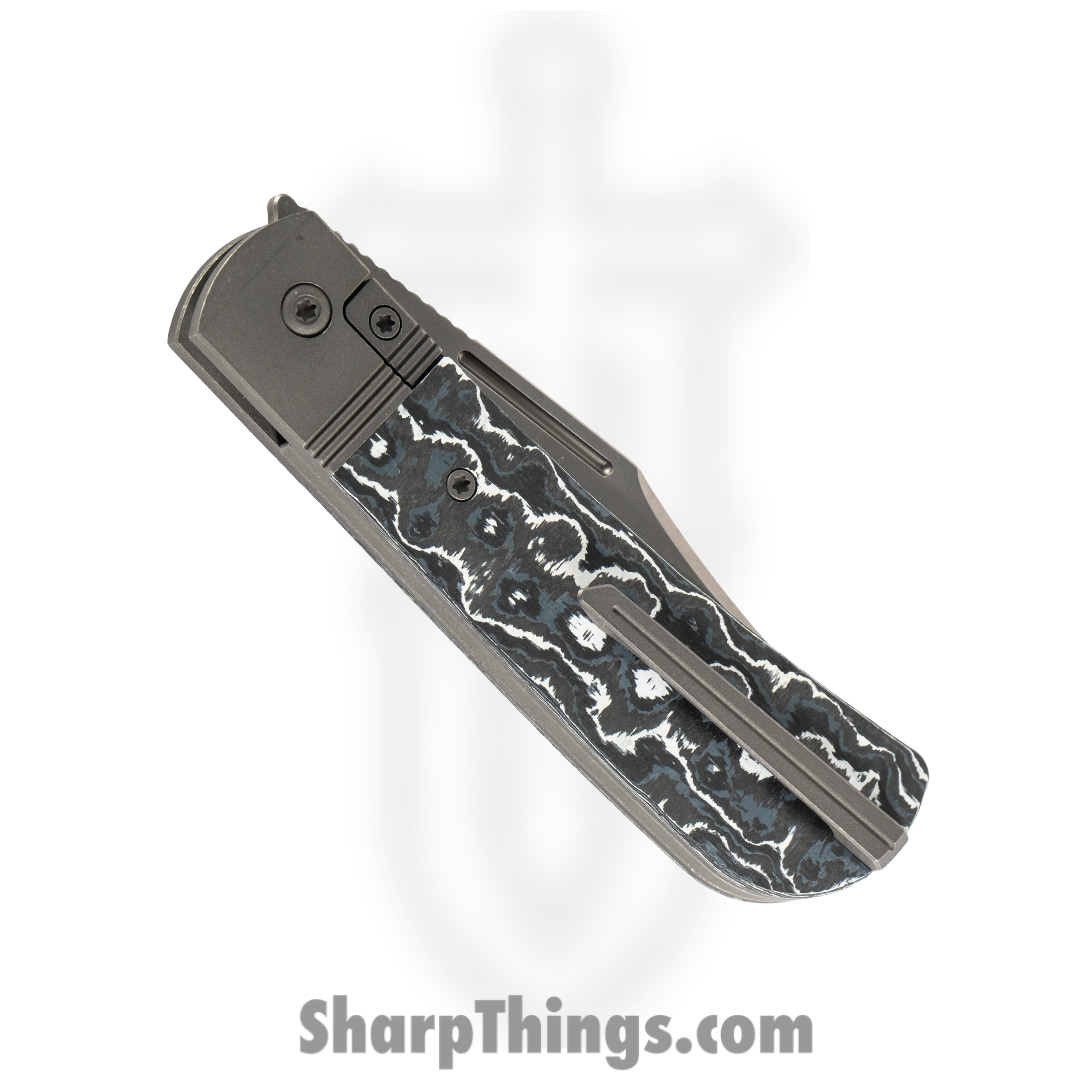 Jack Wolf Knives - THEBE-01-FC-WHITE - The Benny - Folding Knife - S90V Stonewash Clip Point - FAT Carbon Fiber - White Storm - Image 4
