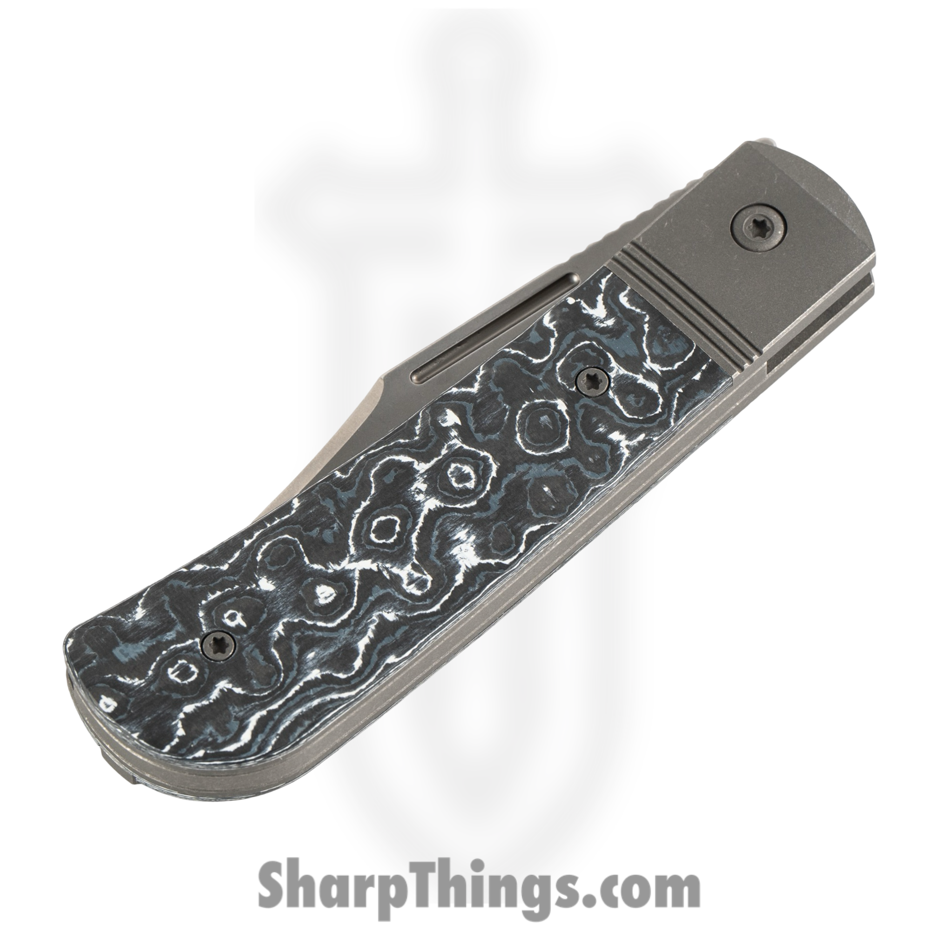 Jack Wolf Knives - THEBE-01-FC-WHITE - The Benny - Folding Knife - S90V Stonewash Clip Point - FAT Carbon Fiber - White Storm - Image 3