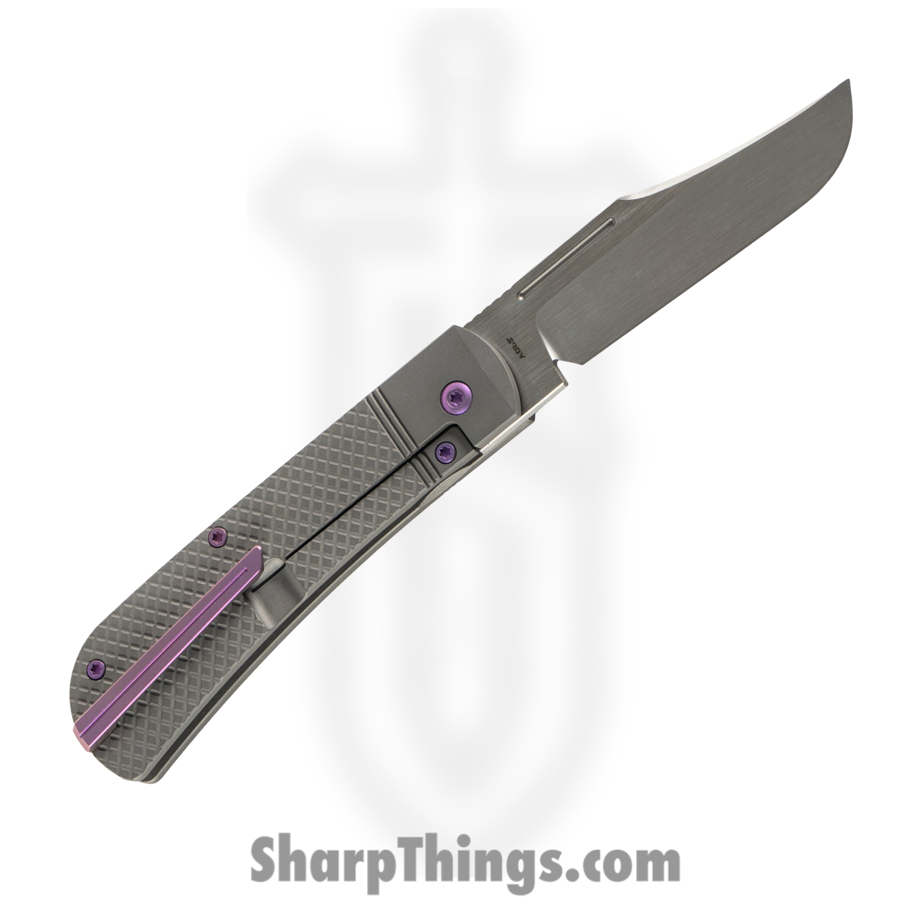 Jack Wolf Knives - THEBE-01-TI-XHATCH - The Benny - Folding Knife - S90V Satin Clip Point - Titanium - Purple - Image 2