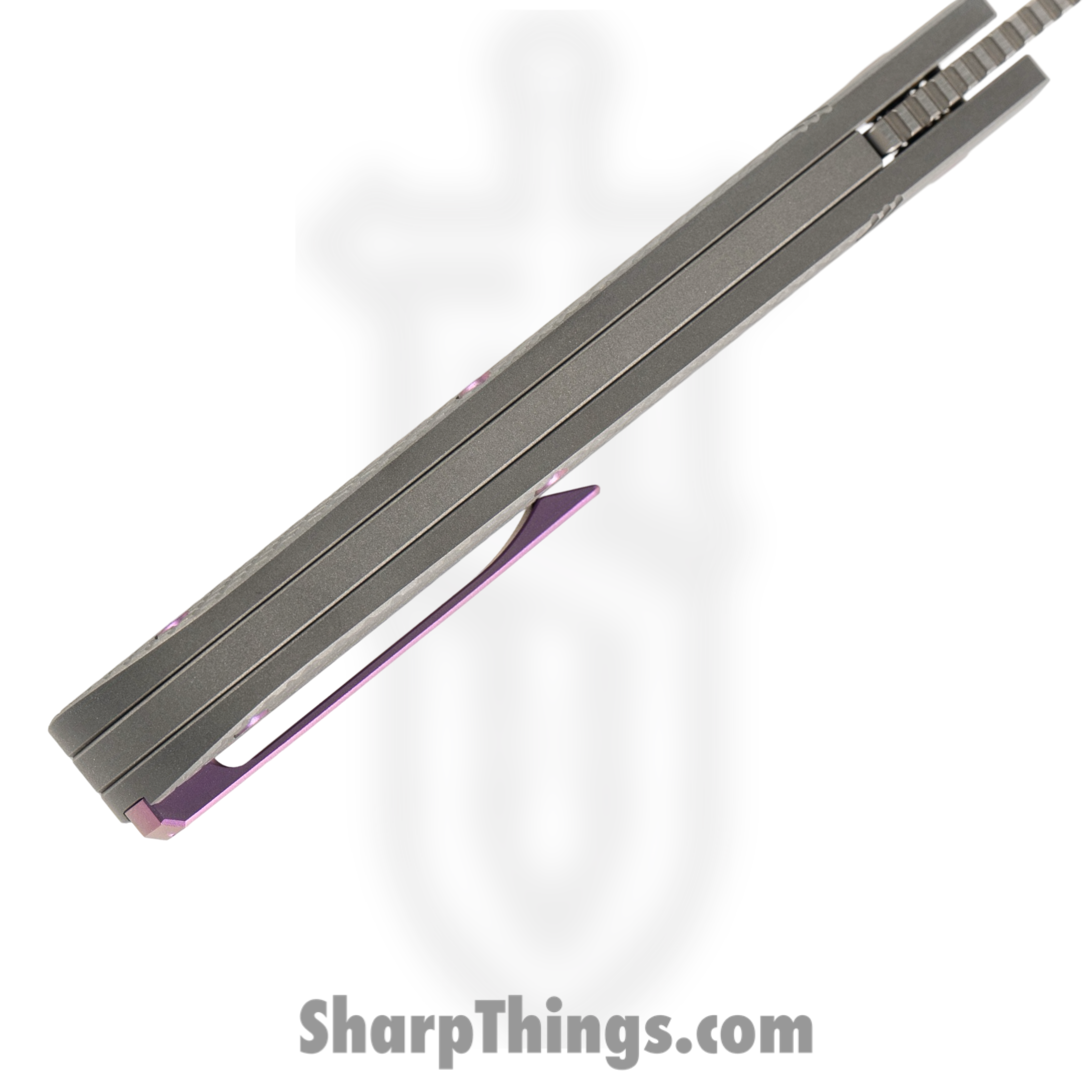Jack Wolf Knives - THEBE-01-TI-XHATCH - The Benny - Folding Knife - S90V Satin Clip Point - Titanium - Purple - Image 5