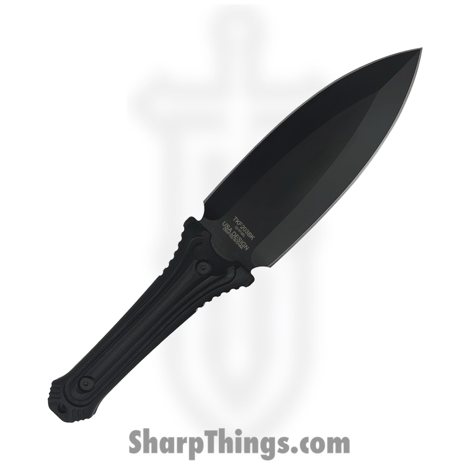 Takumitak - TKF203BK - Sentinel - Fixed Blade Knife - D2 Blackwash Spear Point - G10 - Black - Image 2
