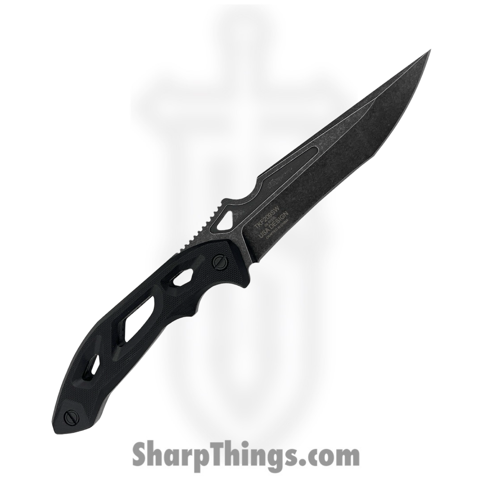 Takumitak - TKF209SW - Unhinged - Fixed Blade Knife - D2 Stonewash Recurve - G10 - Black - Image 2
