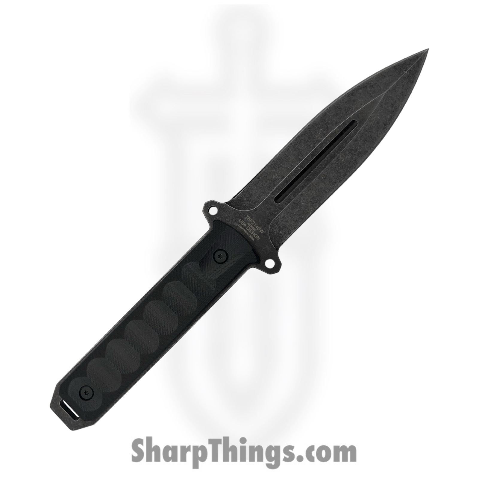 Takumitak - TKF214SW - Hitter - Fixed Blade Knife - D2 Stonewash Spear Point - G10 - Black - Image 2