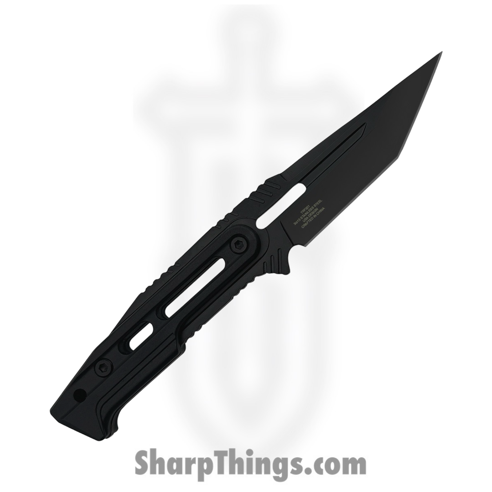 Takumitak - TKF301 - Heat - Fixed Blade Knife - 3Cr13 SS Coated Tanto - FRN - Black/ Coyote Tan - Image 2