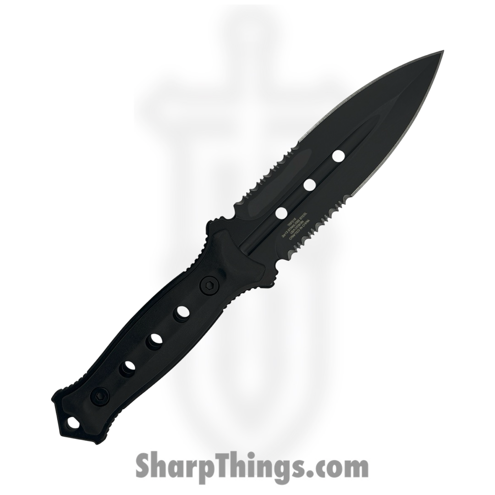 Takumitak - TKF316 - Unrestricted - Fixed Blade Knife - 3Cr13 SS Coated Spear Point - FRN - Black/ Coyote Tan - Image 2