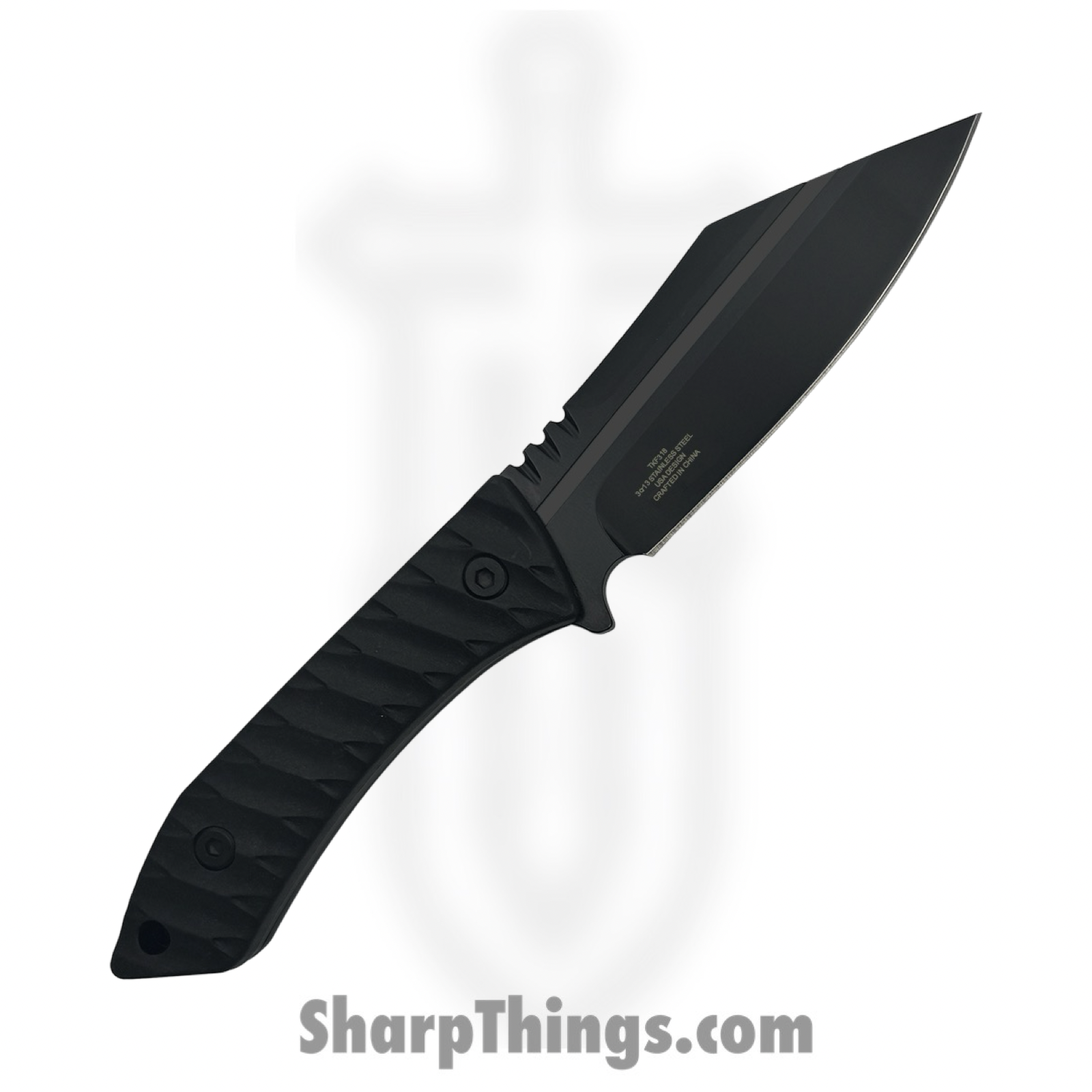 Takumitak - TKF318 - Asym - Fixed Blade Knife - 3Cr13 SS Coated Sheepsfoot - FRN - Black/ Coyote Tan - Image 2