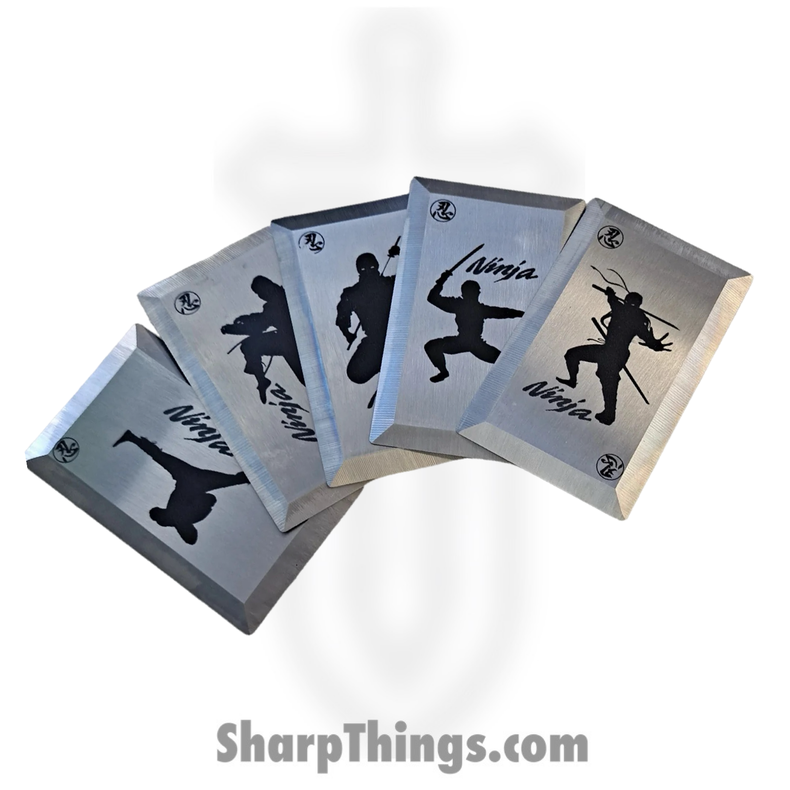 Tiger USA - TS-9112 - 5 Piece Ninja Throwing Cards with Nylon Case - Surgical Steel - Silver Black