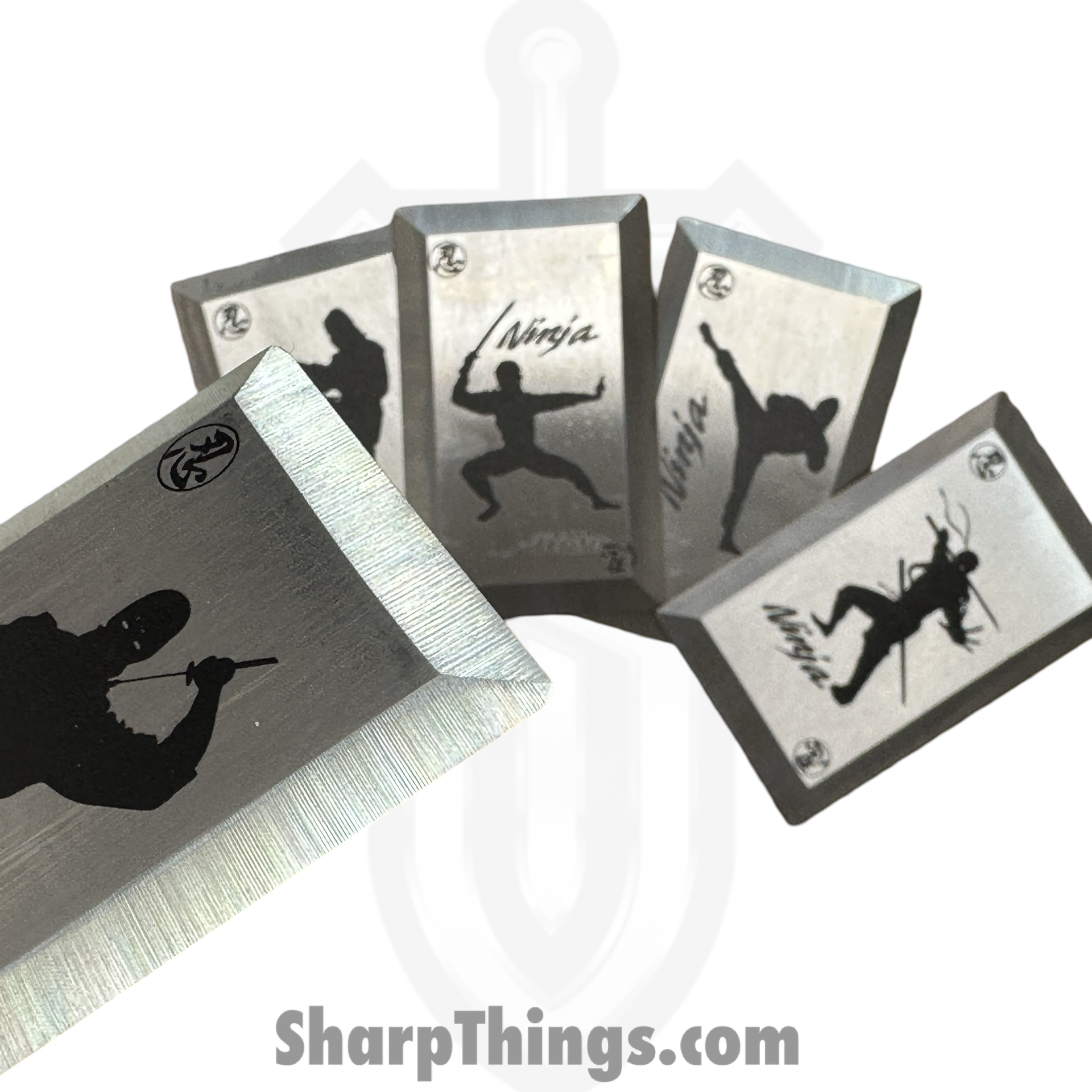 Tiger USA - TS-9112 - 5 Piece Ninja Throwing Cards with Nylon Case - Surgical Steel - Silver Black - Image 4