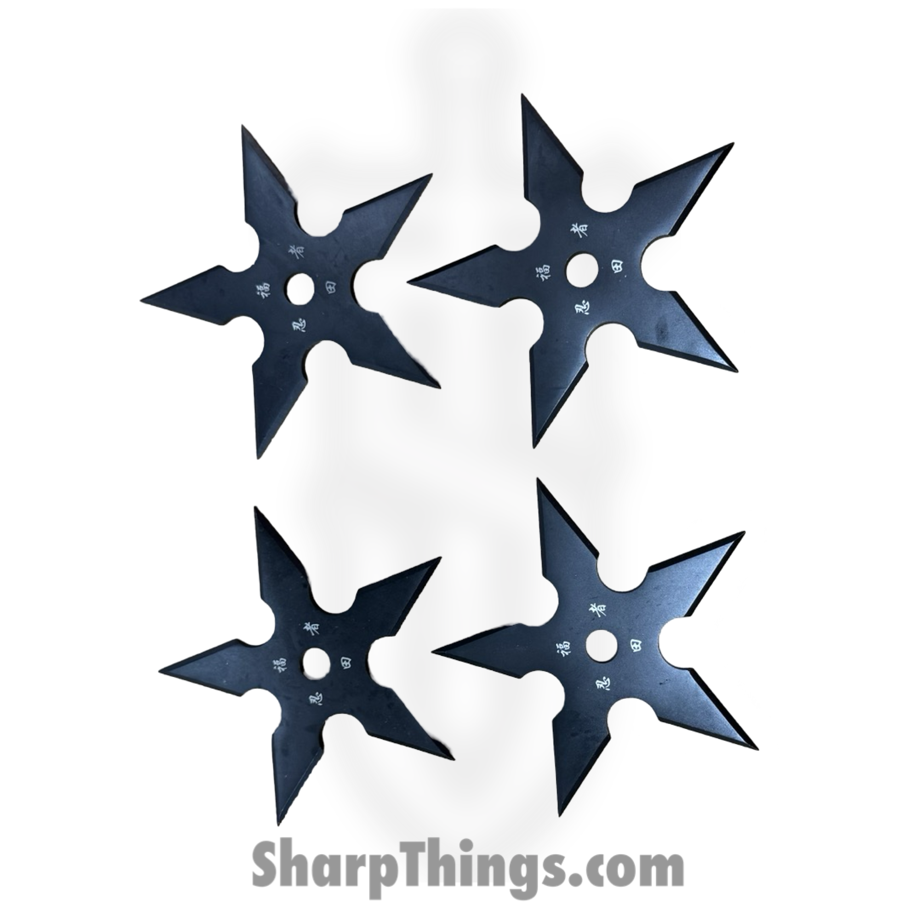 VOC - TS-9111-BK-4 - 4in 5 Point Ninja Shuriken Throwing Star - Fixed Blade Knife - Surgical Steel - Black - Image 3