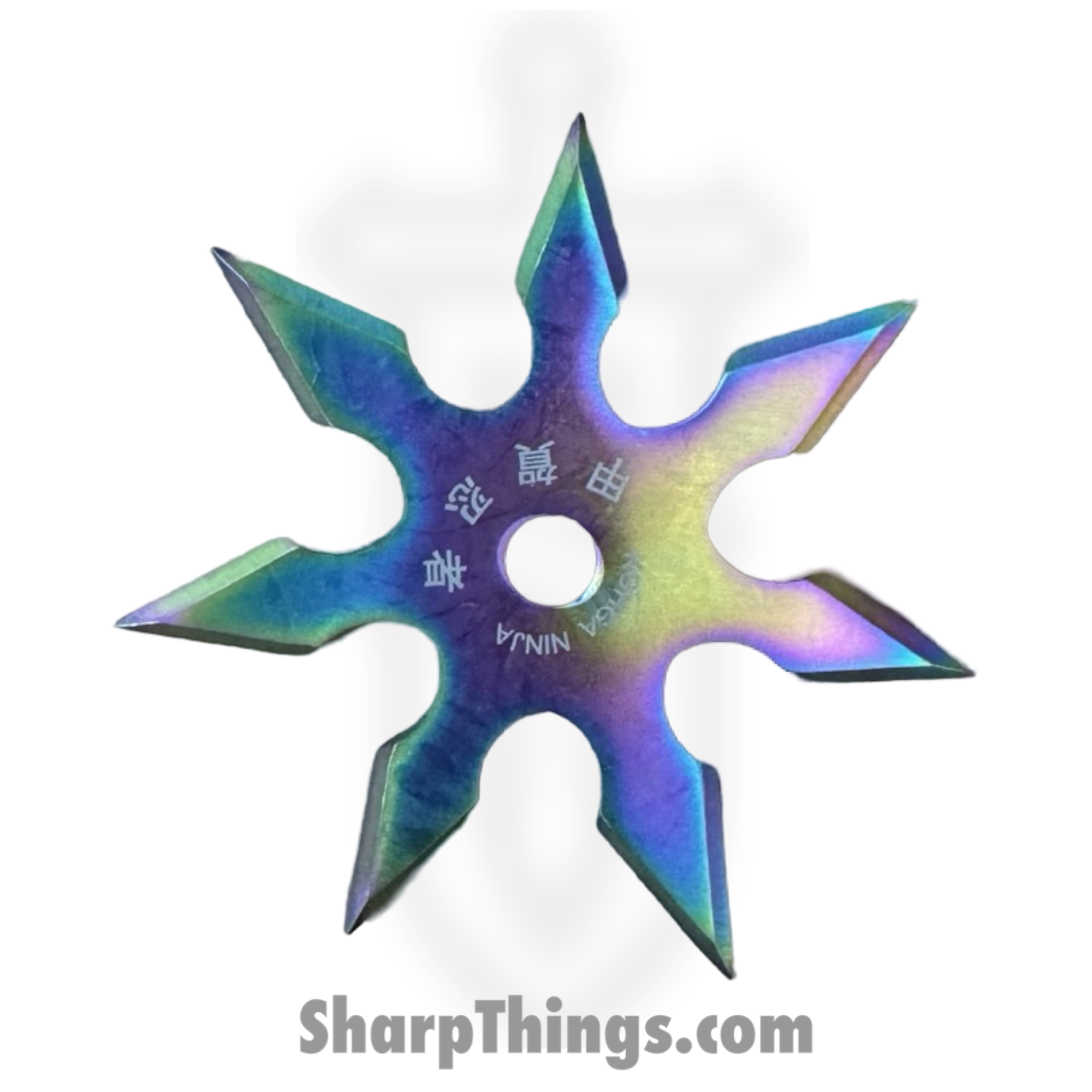 VOC - TS-9104-RB-4 - 4in 7 Point Ninja Shuriken Pack of 4 - Fixed Blade Knife - Surgical Steel - Rainbow - Image 2