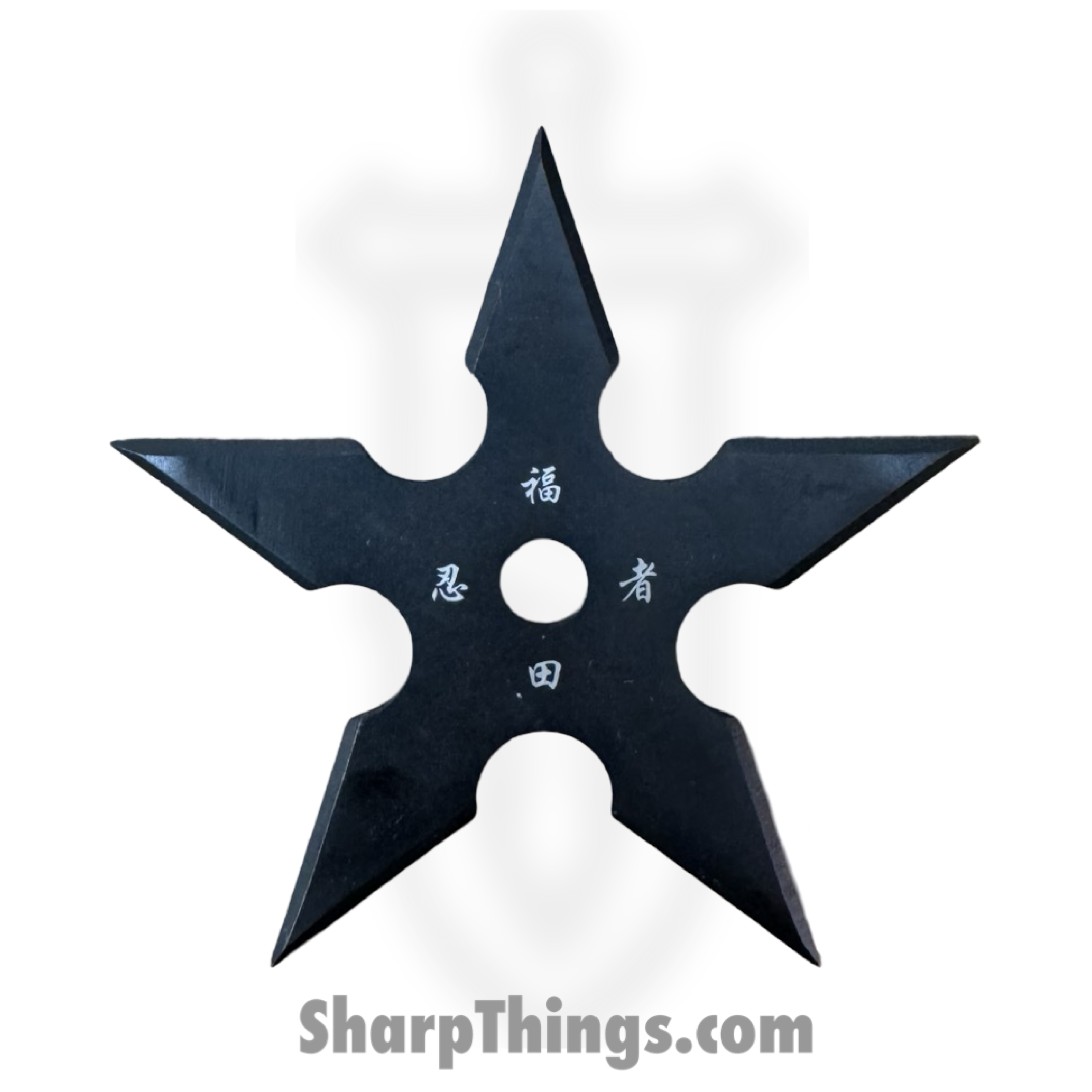 VOC - TS-9111-BK-4 - 4in 5 Point Ninja Shuriken Throwing Star - Fixed Blade Knife - Surgical Steel - Black - Image 2