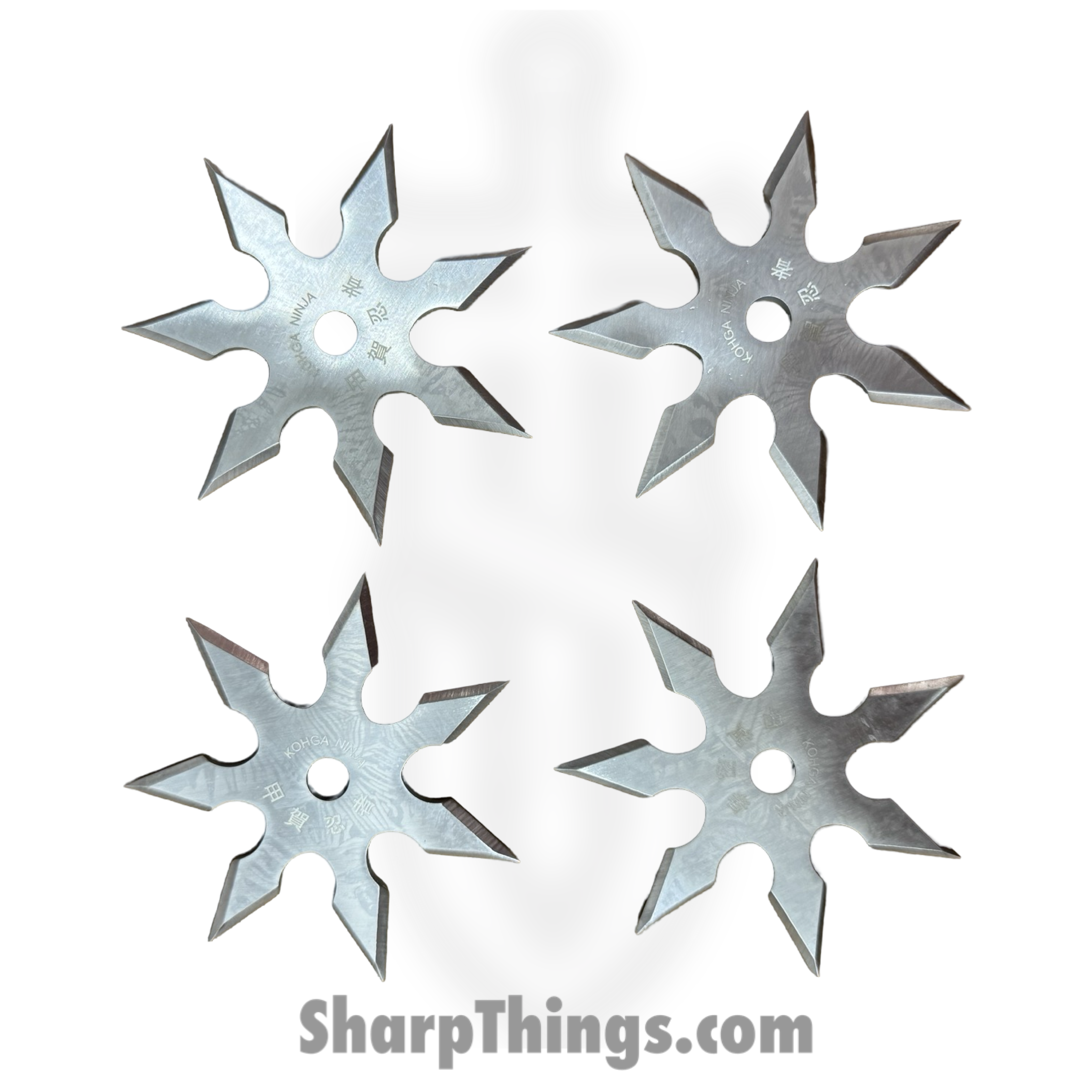 VOC - TS-9104-SL-4 - 4in 7 Point Ninja Shuriken Pack of 4 - Fixed Blade Knife - Surgical Steel - Silver - Image 3