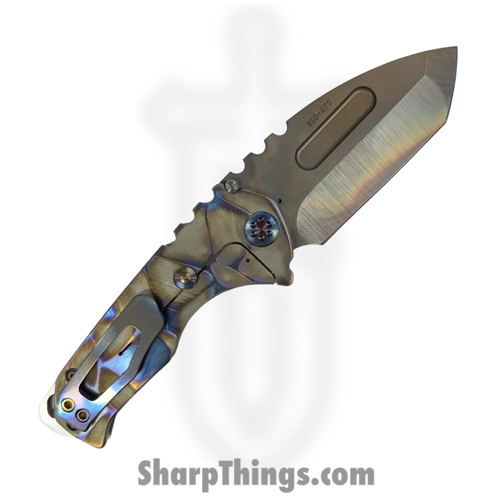 Medford Knife and Tool - MK0294VT-01TM-TFCF-BN - Genesis "T" - Folding Knife - S45VN Vulcan Tanto - Titanium "Sculpted Glass" - Multi - Image 2