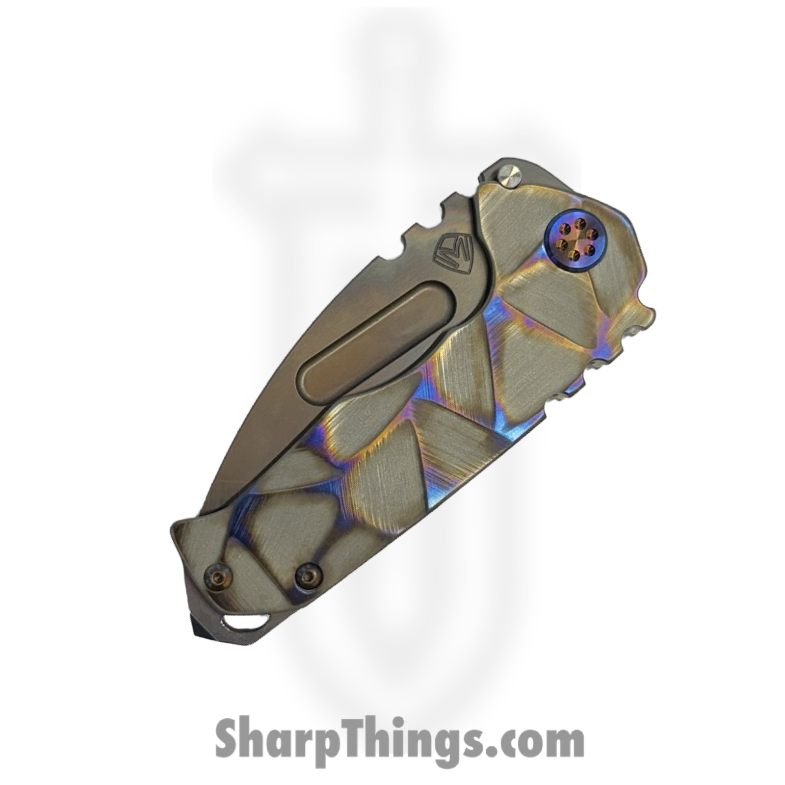 Medford Knife and Tool - MK0294VT-01TM-TFCF-BN - Genesis "T" - Folding Knife - S45VN Vulcan Tanto - Titanium "Sculpted Glass" - Multi - Image 3
