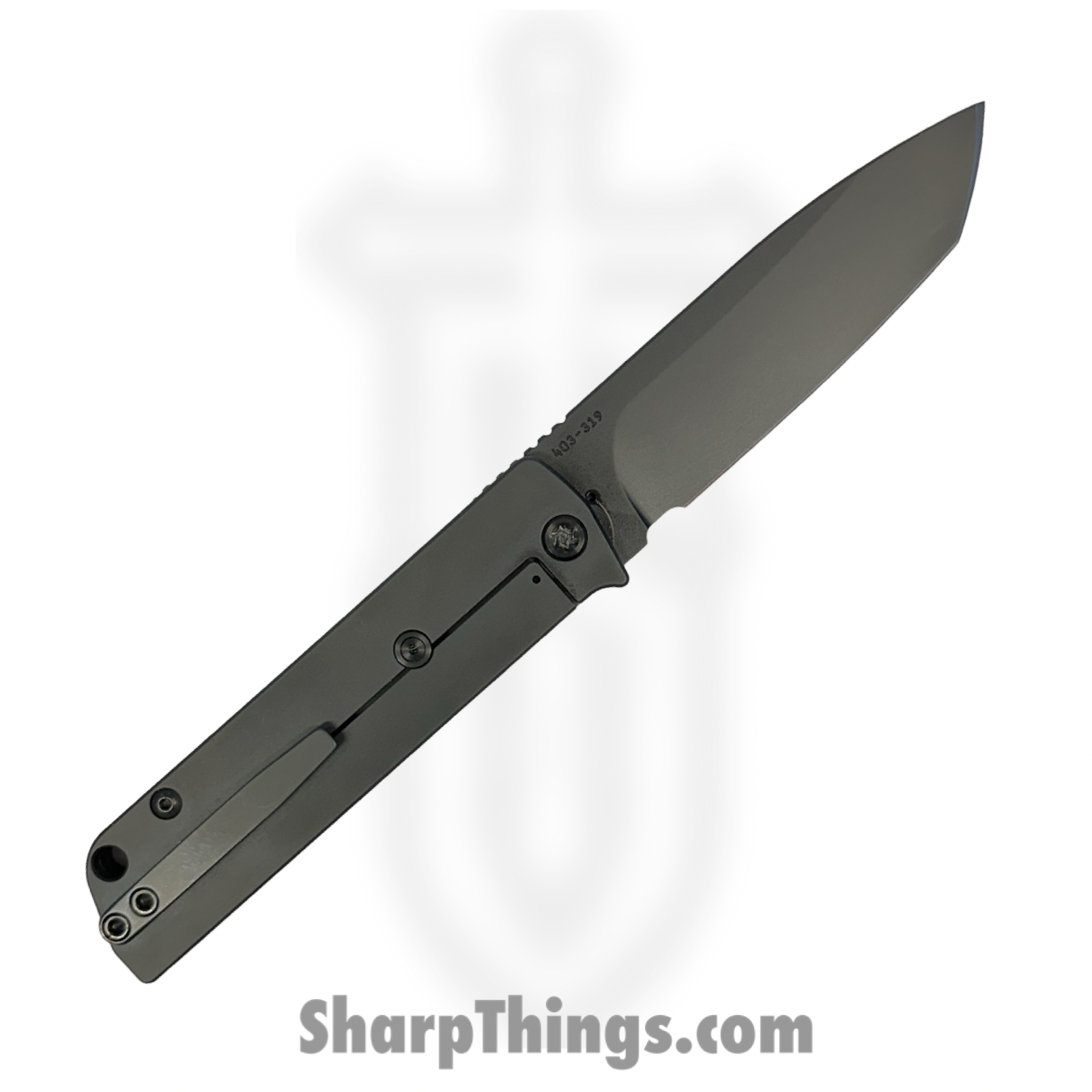Medford Knife and Tool - MK214SPT-30PV-TPCP-BP - The Antik - Folding Knife - S35VN Coated Tanto - Titanium "Ghosted Stacked Skulls" - Black - Image 2