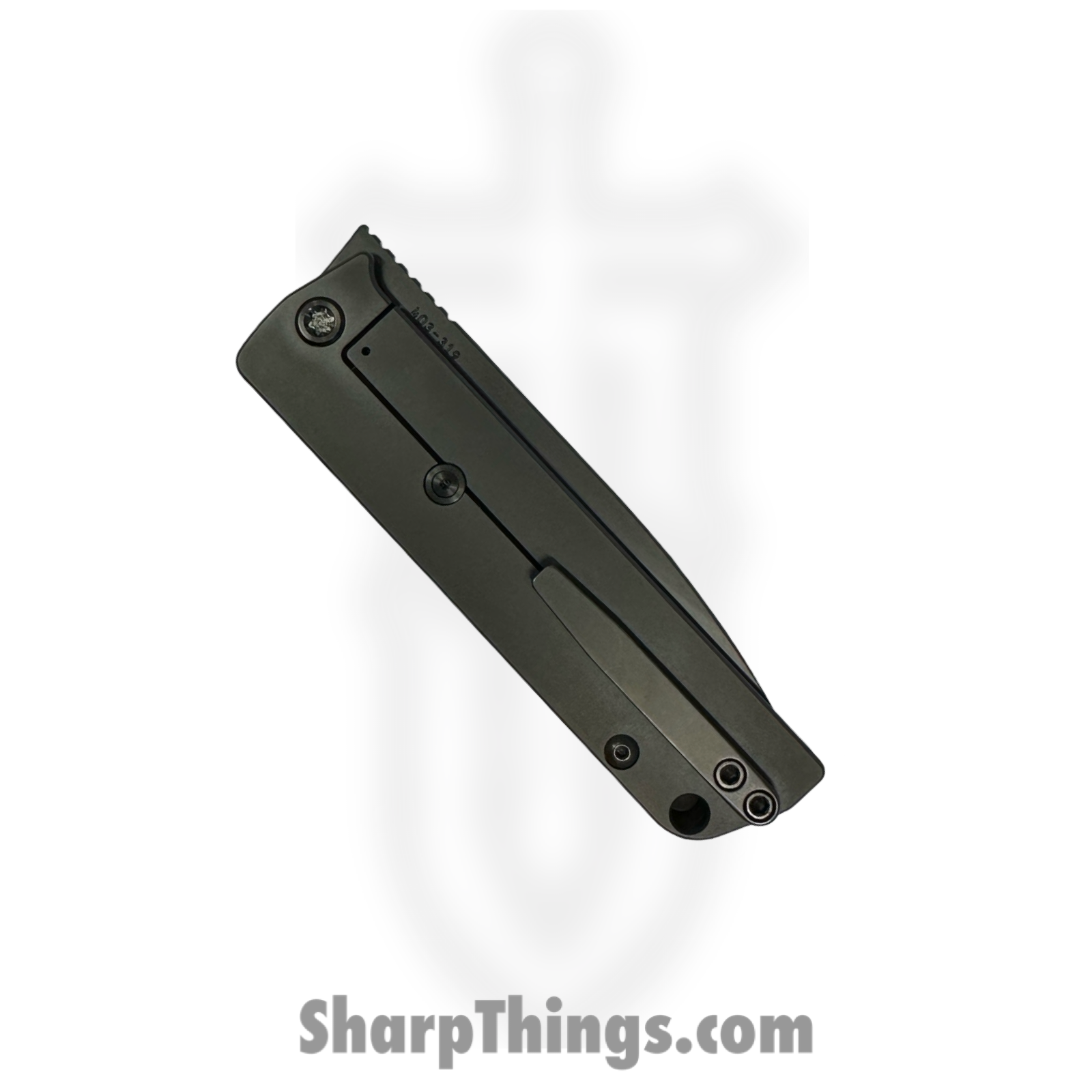 Medford Knife and Tool - MK214SPT-30PV-TPCP-BP - The Antik - Folding Knife - S35VN Coated Tanto - Titanium "Ghosted Stacked Skulls" - Black - Image 4