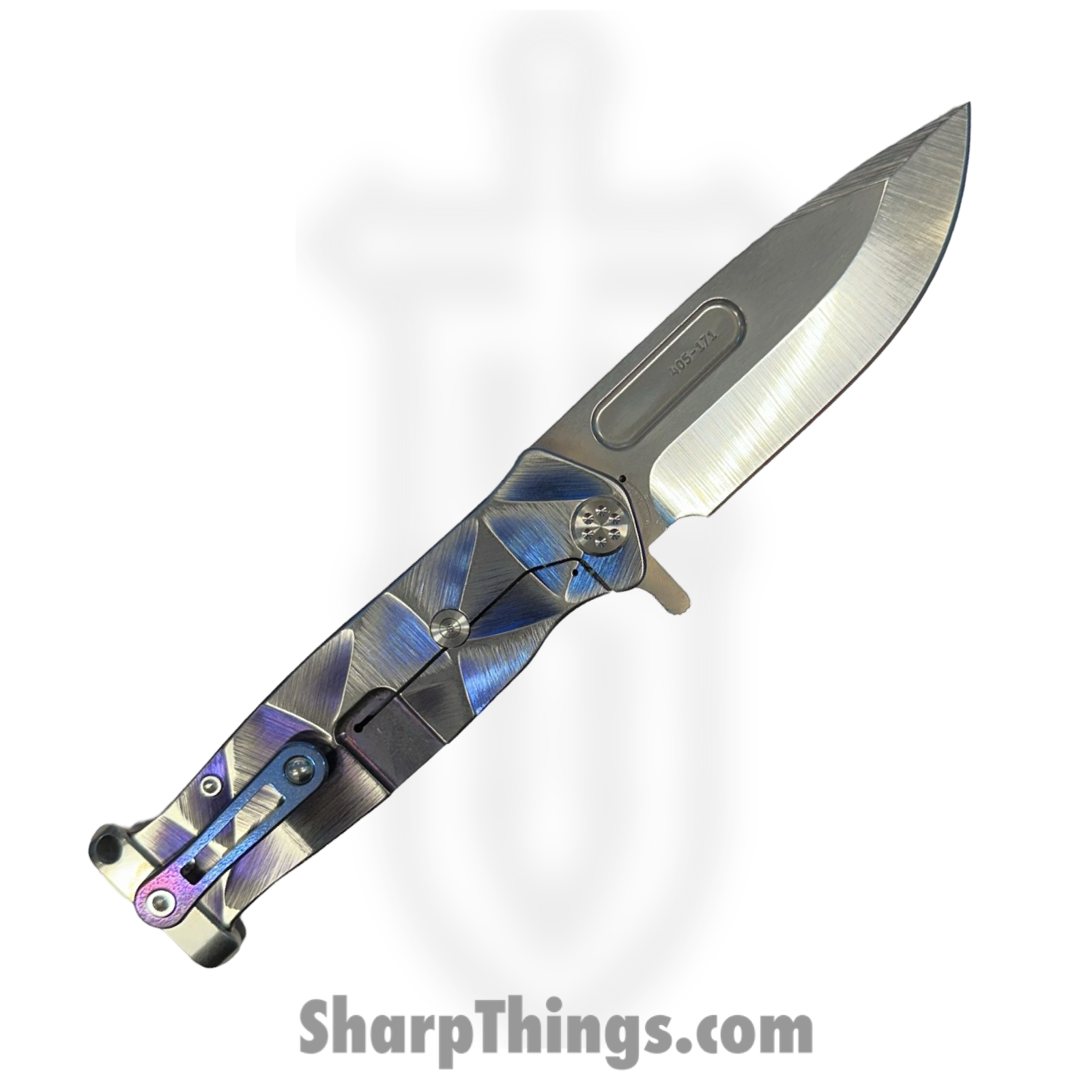 Medford Knife and Tool - MK2044TQ-37A2-T1C1-P1 - USMC Fighter - Folding Knife - S45VN Tumbled Drop Point - Titanium "Stained Glass" - Blue Violet - Image 2