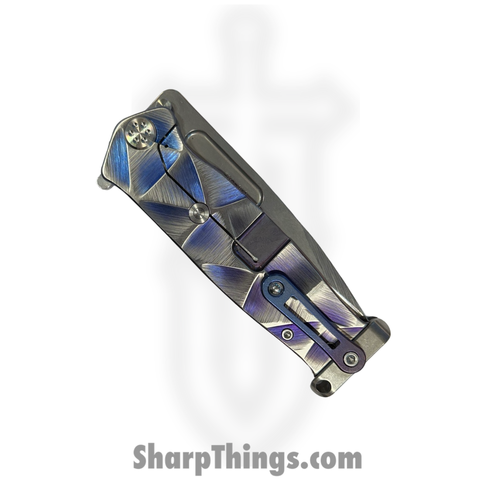 Medford Knife and Tool - MK2044TQ-37A2-T1C1-P1 - USMC Fighter - Folding Knife - S45VN Tumbled Drop Point - Titanium "Stained Glass" - Blue Violet - Image 4