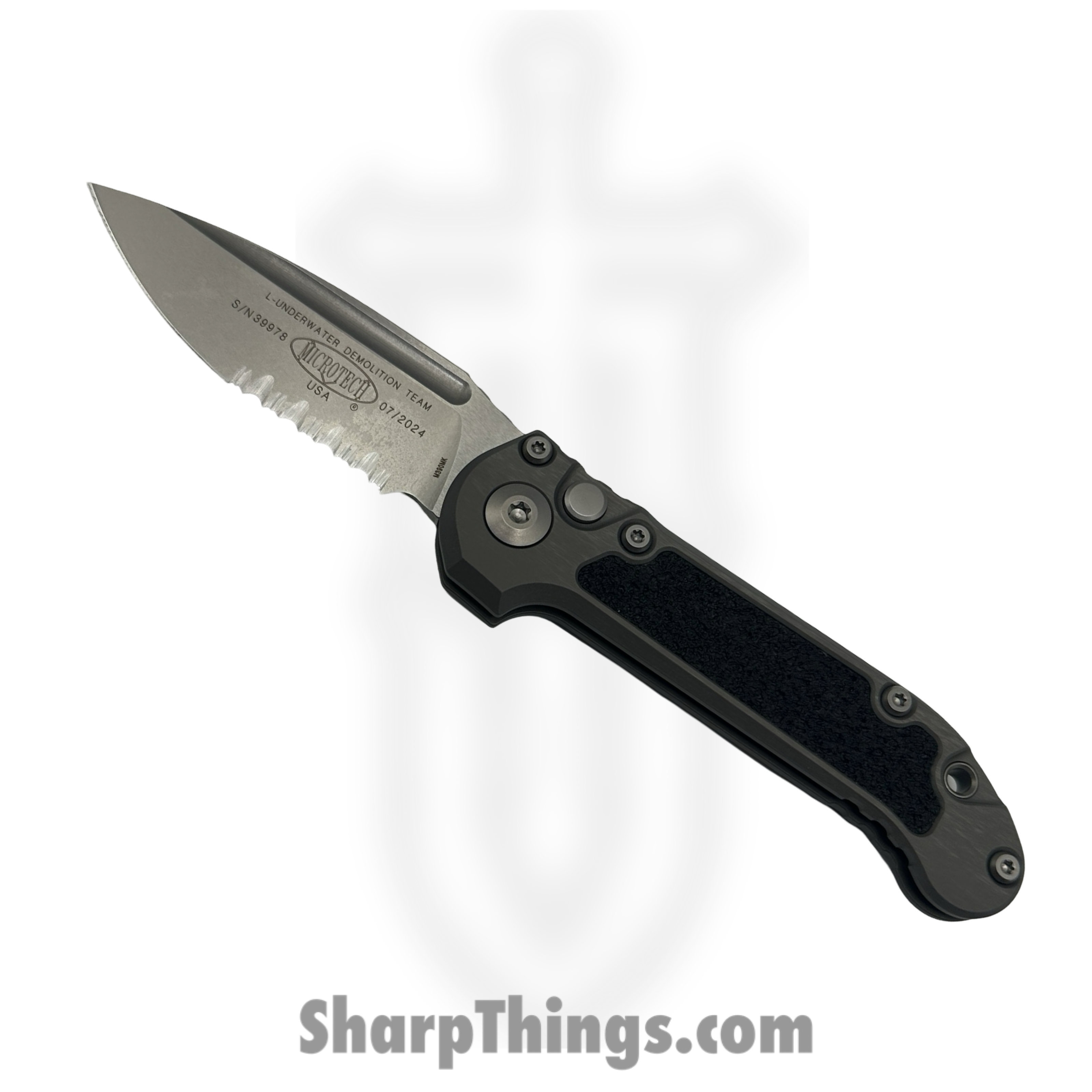 Microtech - 1135-11NC - L.U.D.T. Gen III - Automatic Knife - M390MK Stonewash Drop Point P/S - Aluminum - Natural Clear