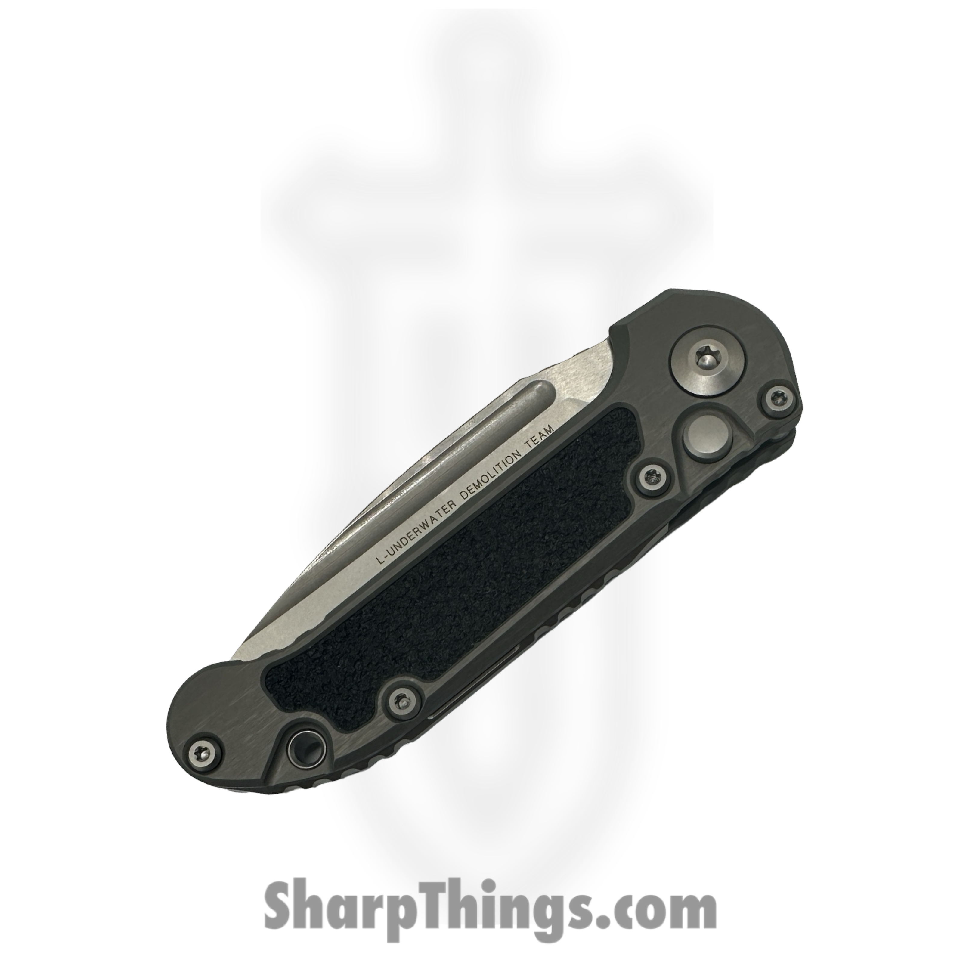 Microtech - 1135-11NC - L.U.D.T. Gen III - Automatic Knife - M390MK Stonewash Drop Point P/S - Aluminum - Natural Clear - Image 4