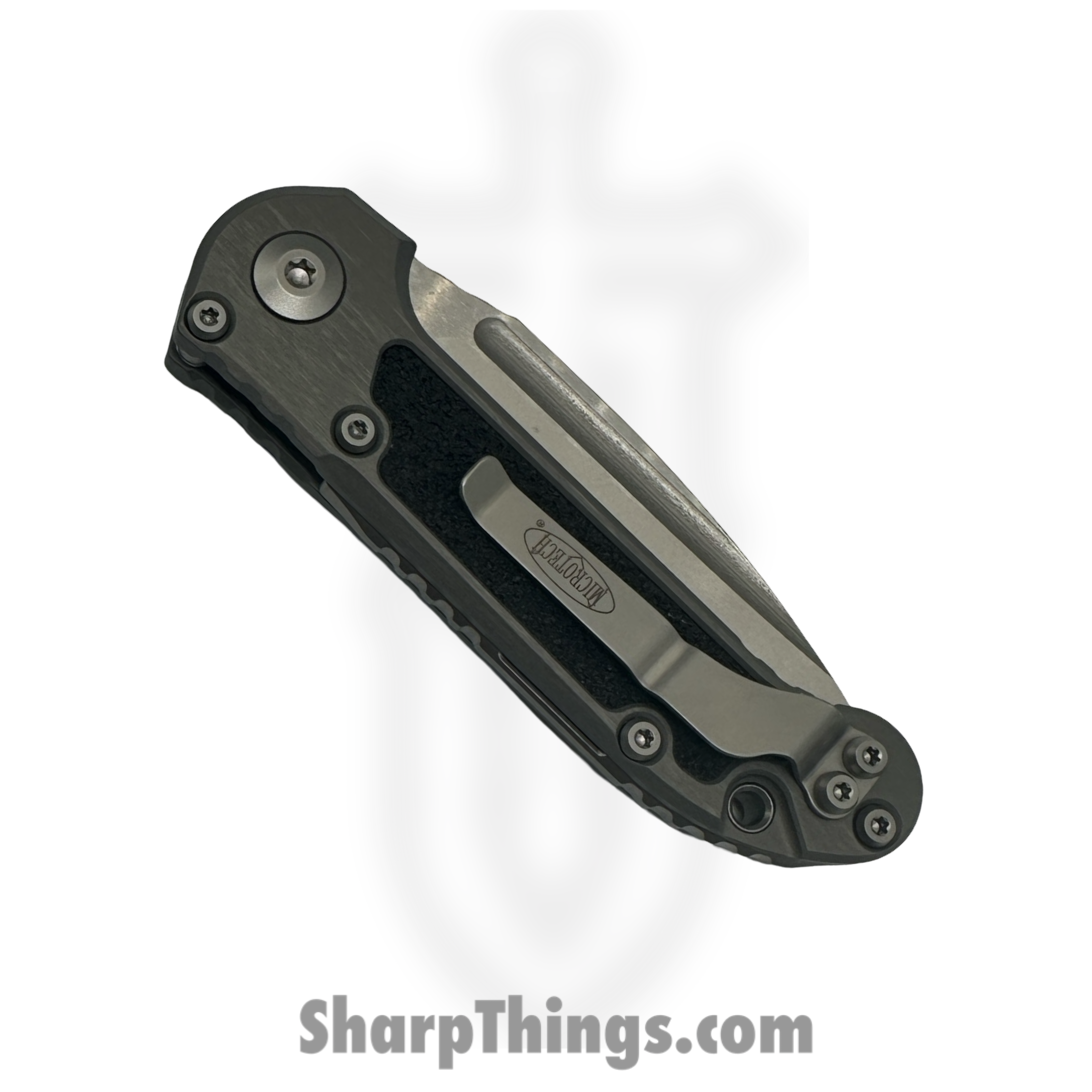Microtech - 1135-11NC - L.U.D.T. Gen III - Automatic Knife - M390MK Stonewash Drop Point P/S - Aluminum - Natural Clear - Image 3
