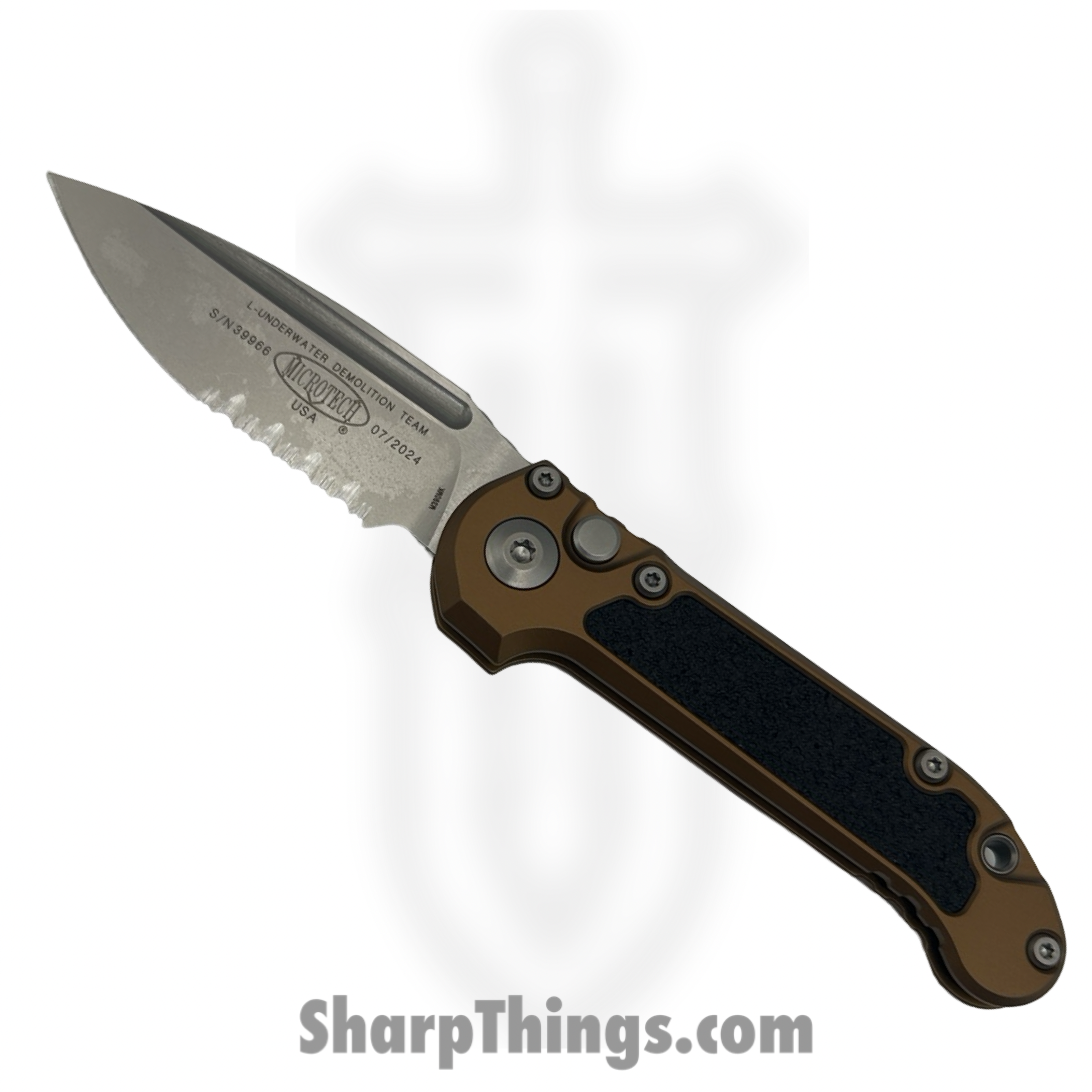 Microtech - 1135-11TA - L.U.D.T. Gen III - Automatic Knife - M390MK Stonewash Drop Point P/S - Aluminum - Tan