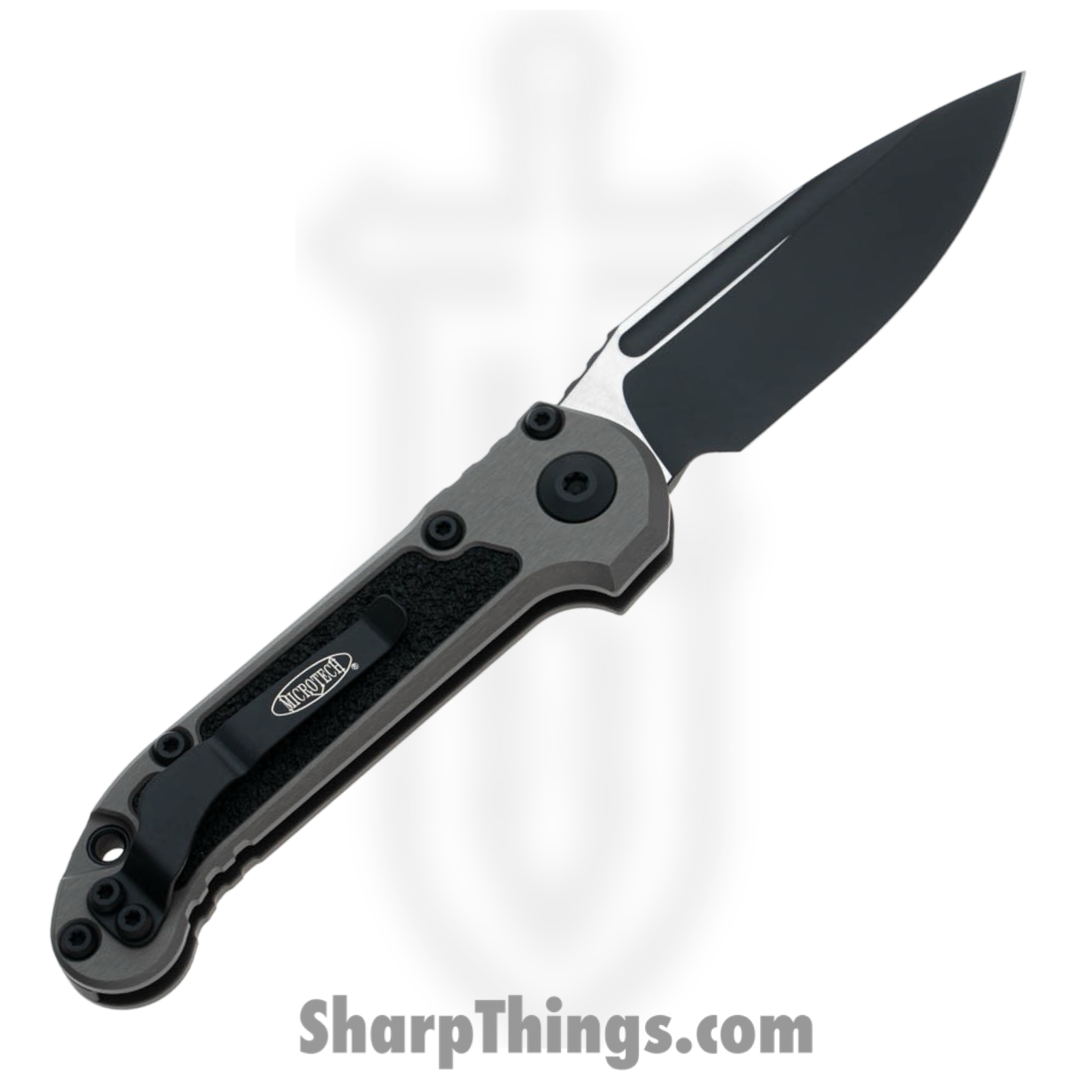 Microtech - 1135-1NC - L.U.D.T. Gen III - Automatic Knife - M390MK Two Tone Drop Point - 6061-T6 Aluminum - Natural Clear Gray - Image 2