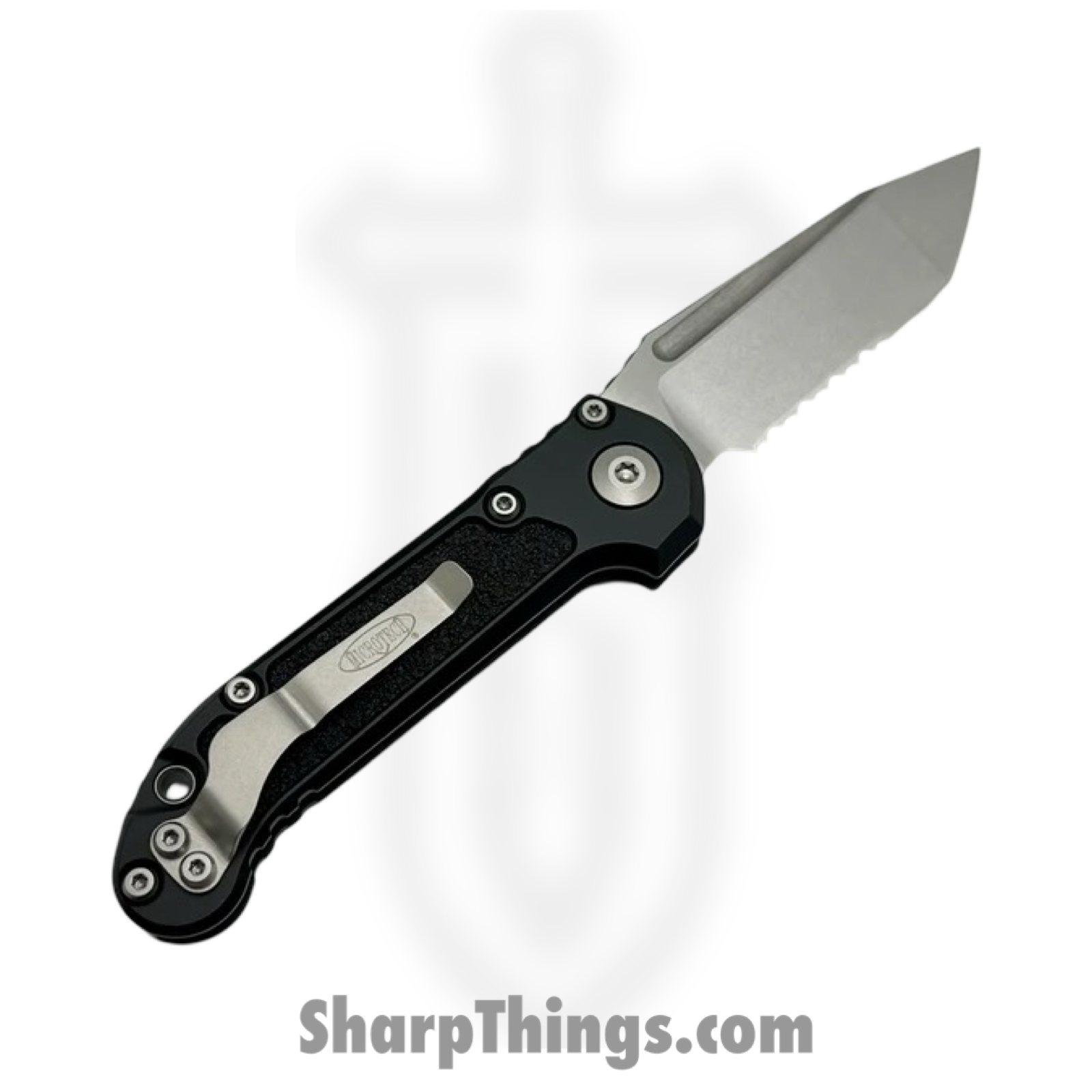 Microtech - 1136-11 - L.U.D.T. Gen III - Automatic Knife - M390MK Stonewash Tanto Serrated - 6061-T6 Aluminum with Grip Tape Inlay - Black - Image 2