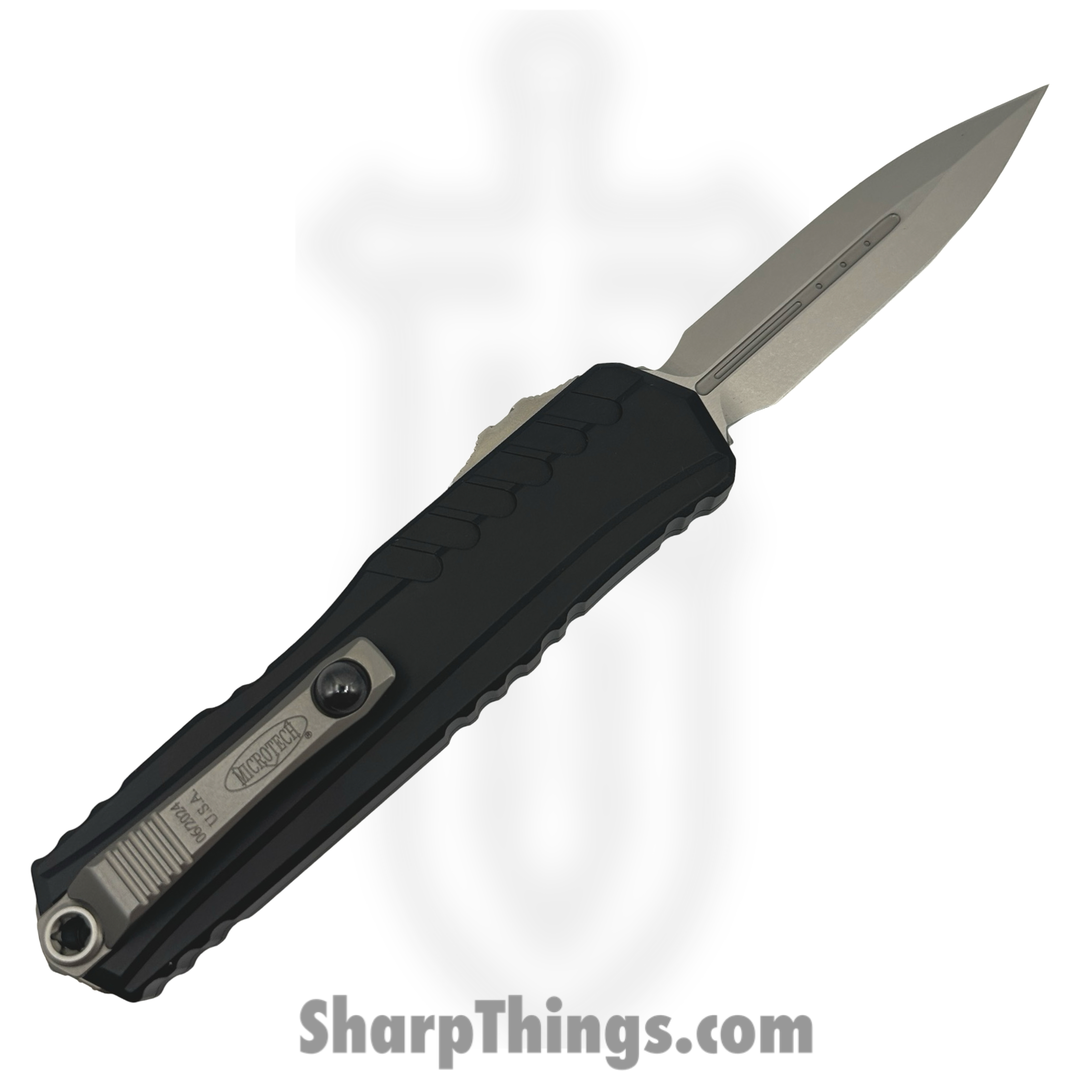 Microtech - 1242-10 - Cypher II - OTF Auto - M390MK Stonewash Dagger - 6061-T6 Aluminum - Black - Image 2