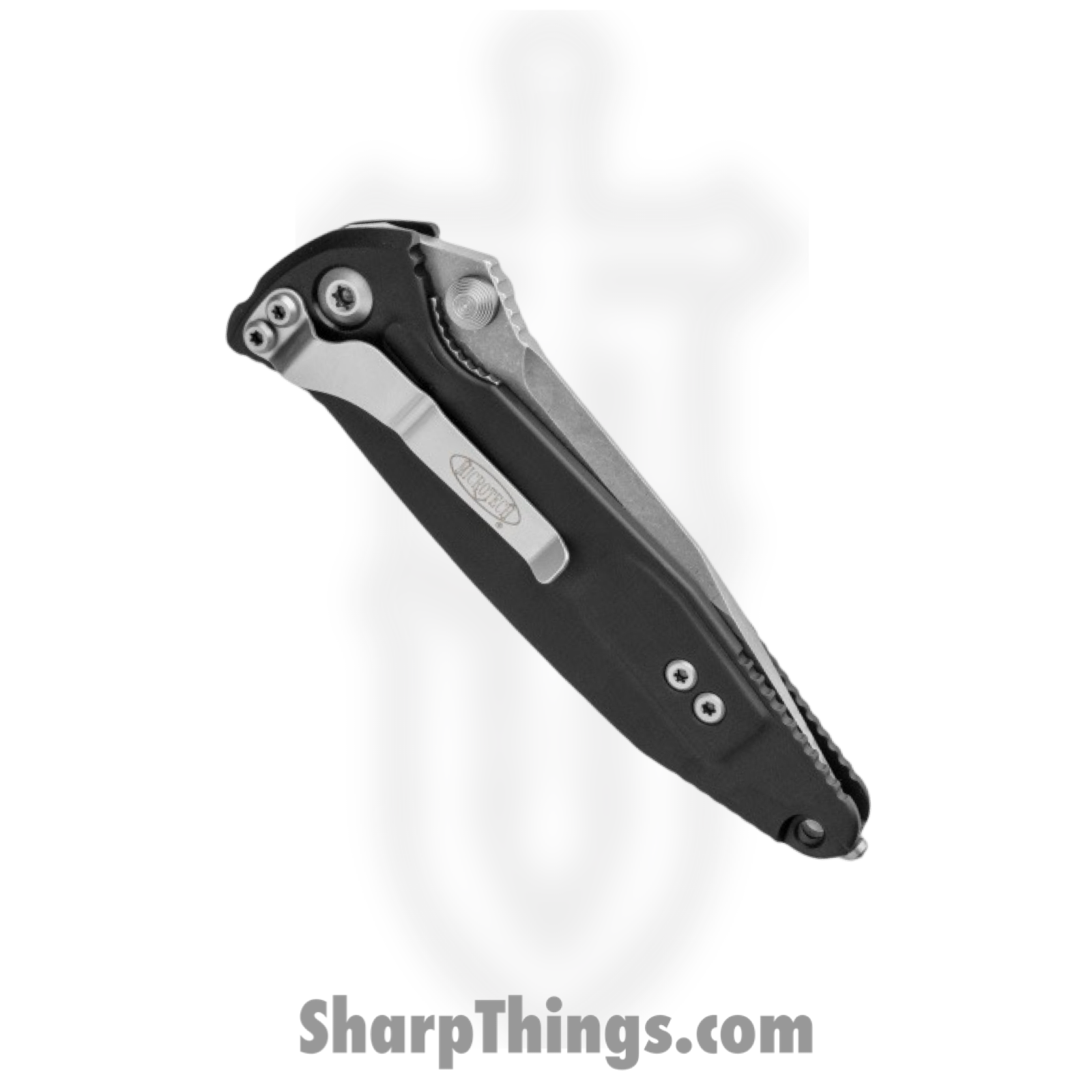 Microtech - 160-10AP - Socom Elite - Folding Knife - M390 Apocalyptic Clip Point - 6061-T6 Aluminum with Inlay - Black - Image 3