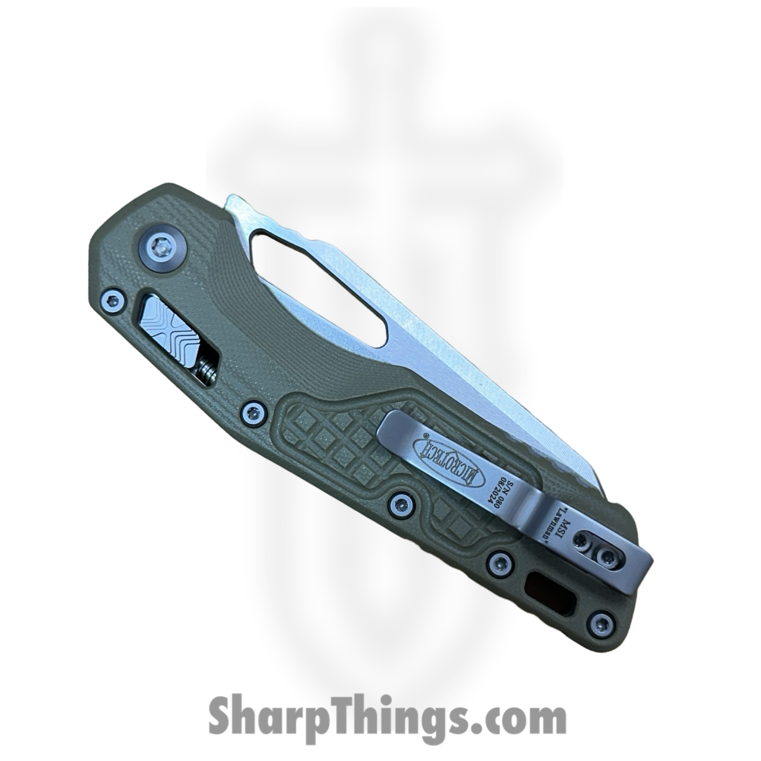 Microtech - 210-10FRGTODLM - MSI "Lawnman" - Folding Knife - M390MK Stonewash Sheepsfoot - G10 - Green - Image 3