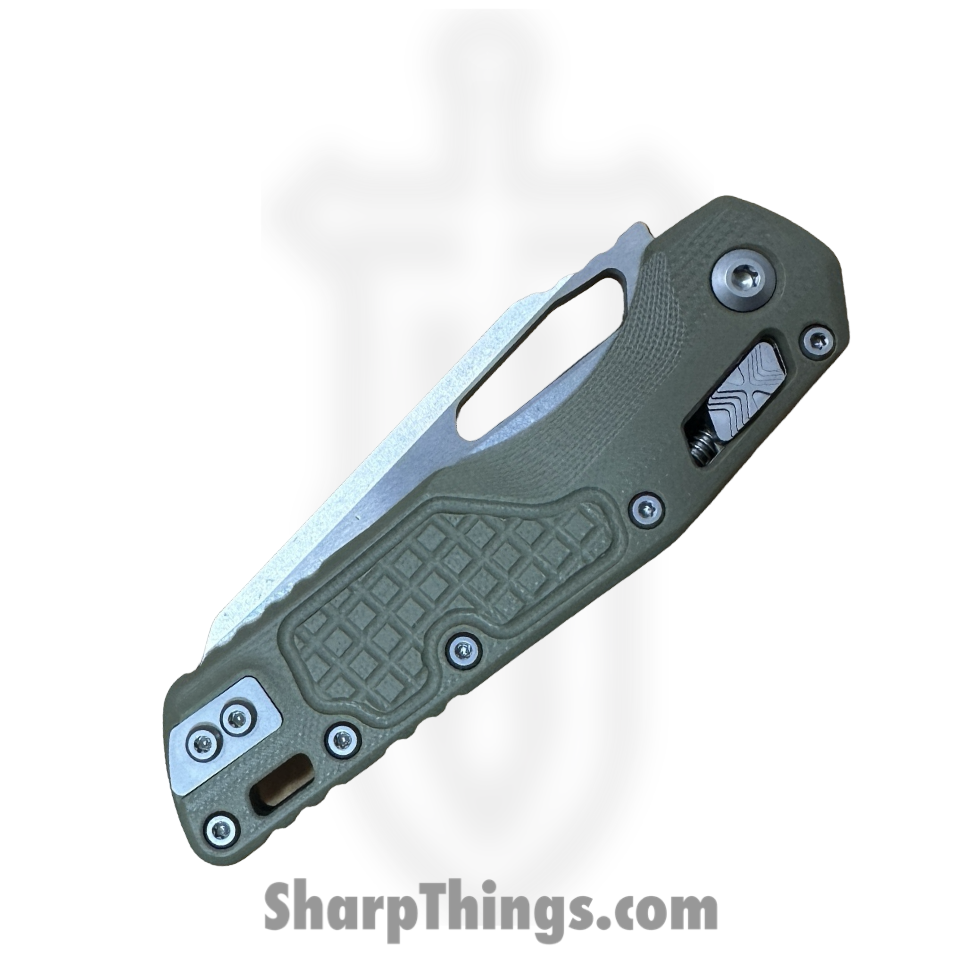 Microtech - 210-10FRGTODLM - MSI "Lawnman" - Folding Knife - M390MK Stonewash Sheepsfoot - G10 - Green - Image 4