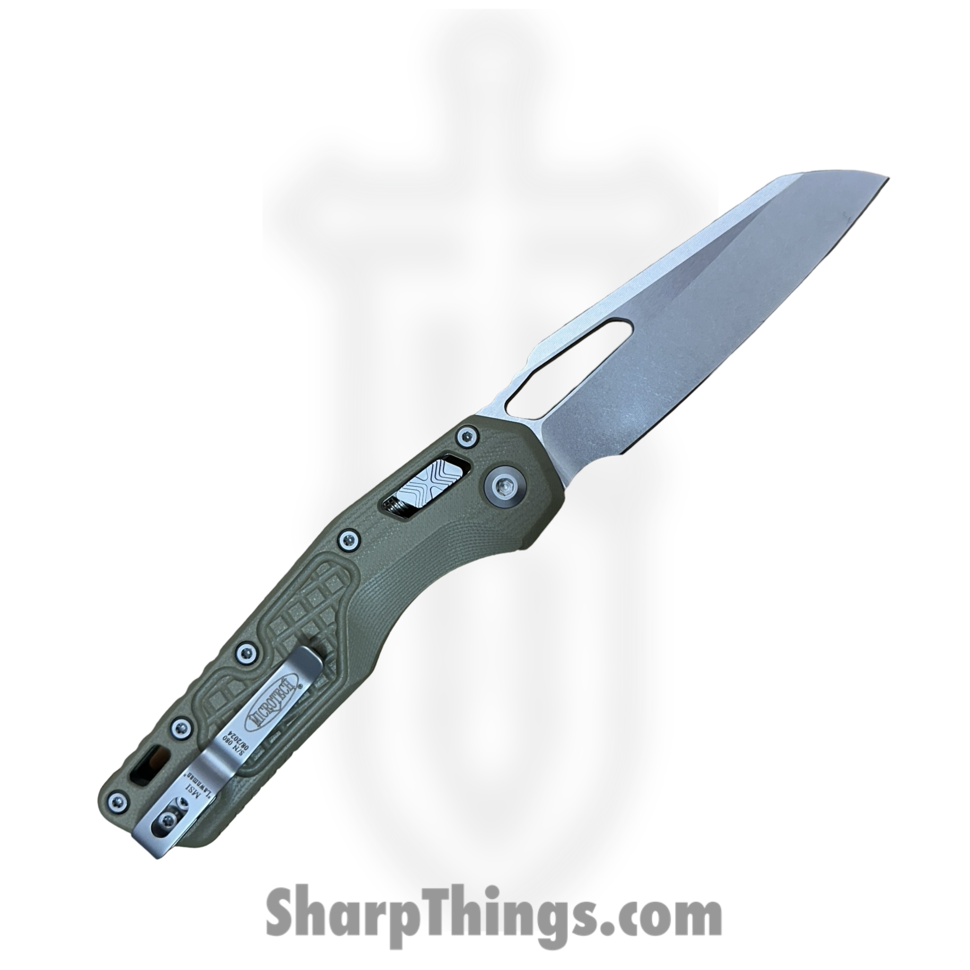 Microtech - 210-10FRGTODLM - MSI "Lawnman" - Folding Knife - M390MK Stonewash Sheepsfoot - G10 - Green - Image 2