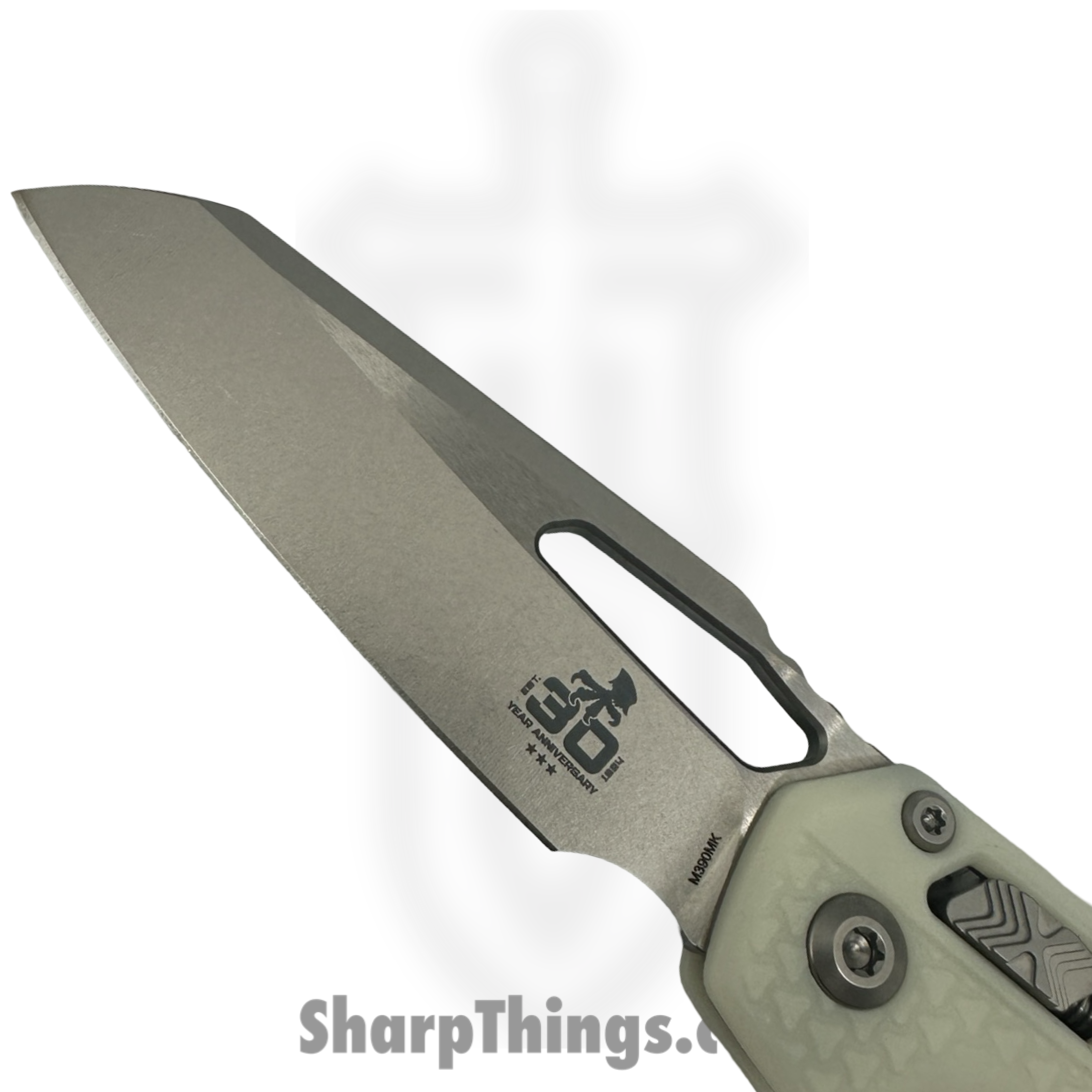 Microtech - 210T-10PMWH30 - MSI 30th Anniversary - Folding Knife - M390MK Stonewash Modified Sheepsfoot - Polymer - White - Image 3