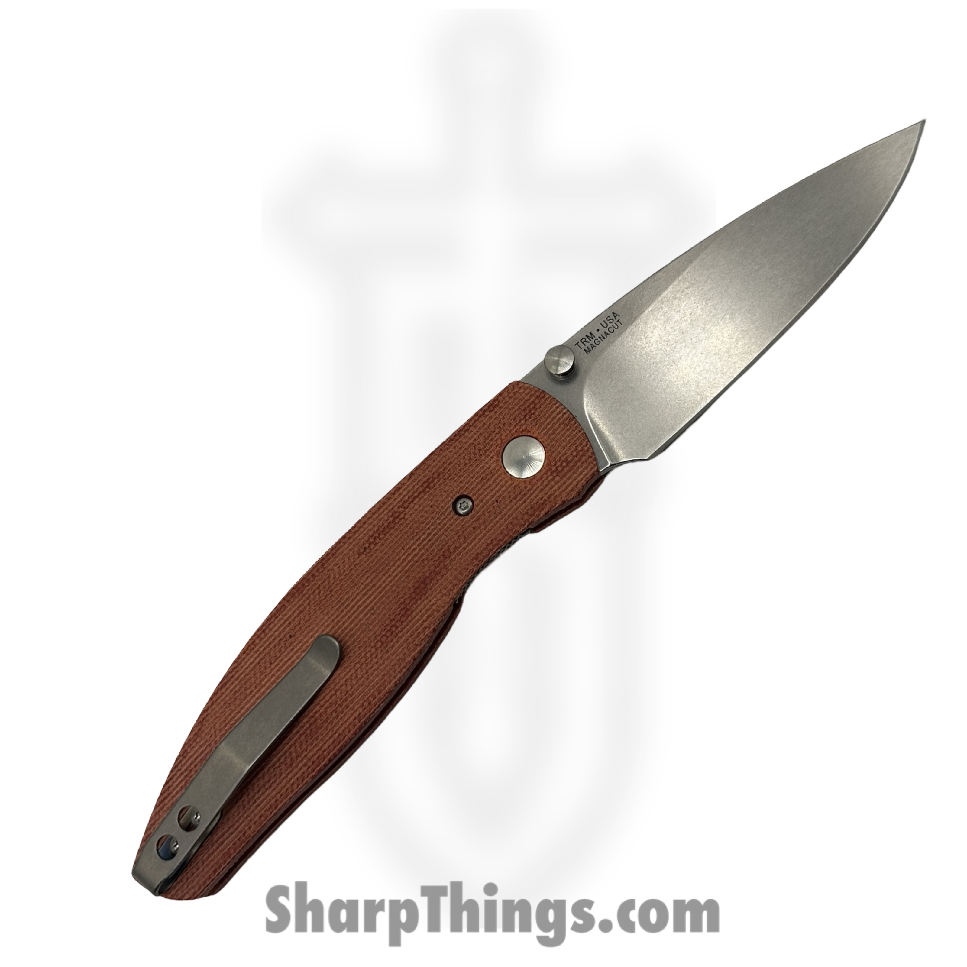 TRM - Atom-MC-3D-MIC-OR - Atom Linerlock - Folding Knife - CPM MagnaCut Stonewash Drop Point - 3D Micarta - Orange - Image 2