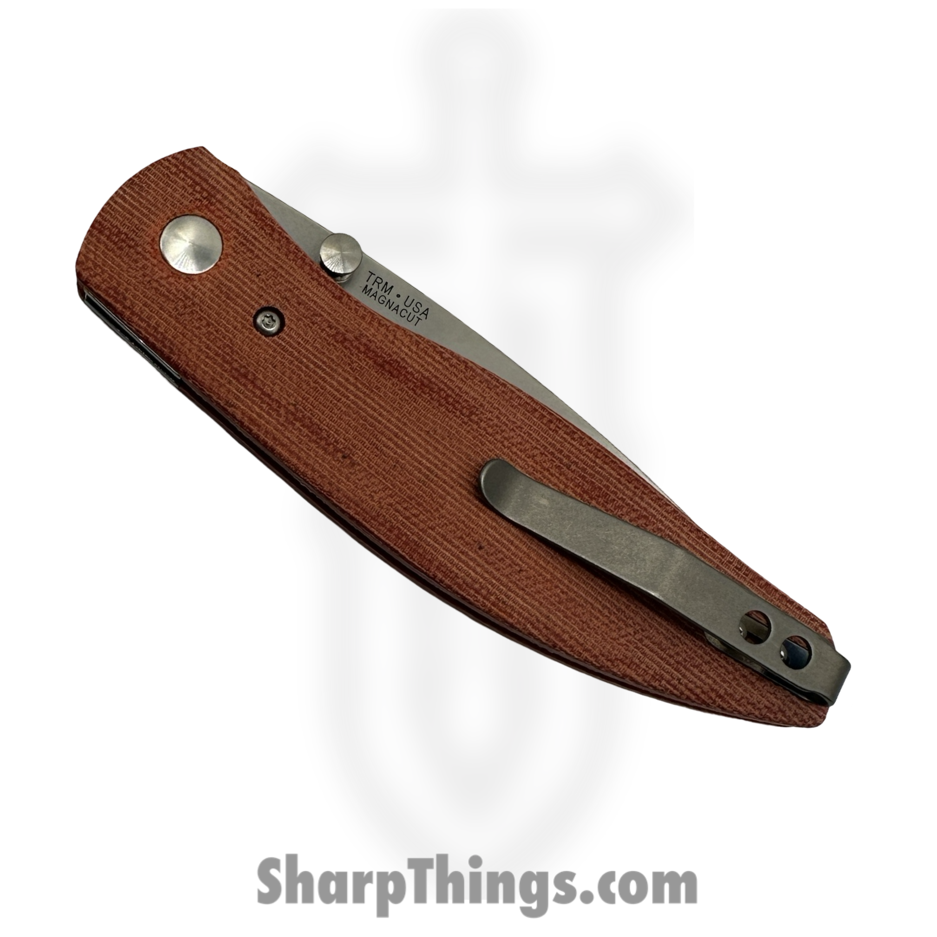 TRM - Atom-MC-3D-MIC-OR - Atom Linerlock - Folding Knife - CPM MagnaCut Stonewash Drop Point - 3D Micarta - Orange - Image 4